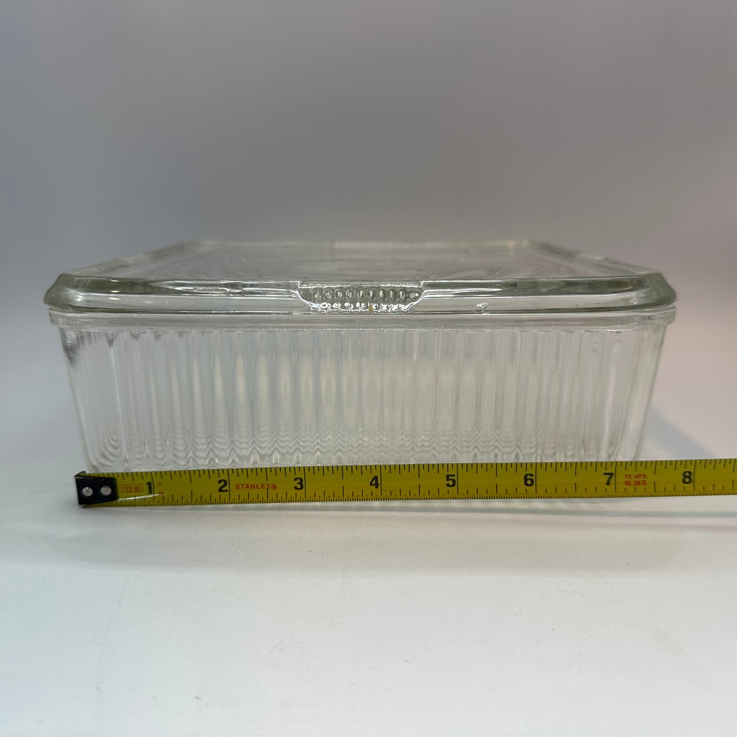 Federal Glass Ribbed Vegetable Harvest Refrigerator Dish 8 1/2"