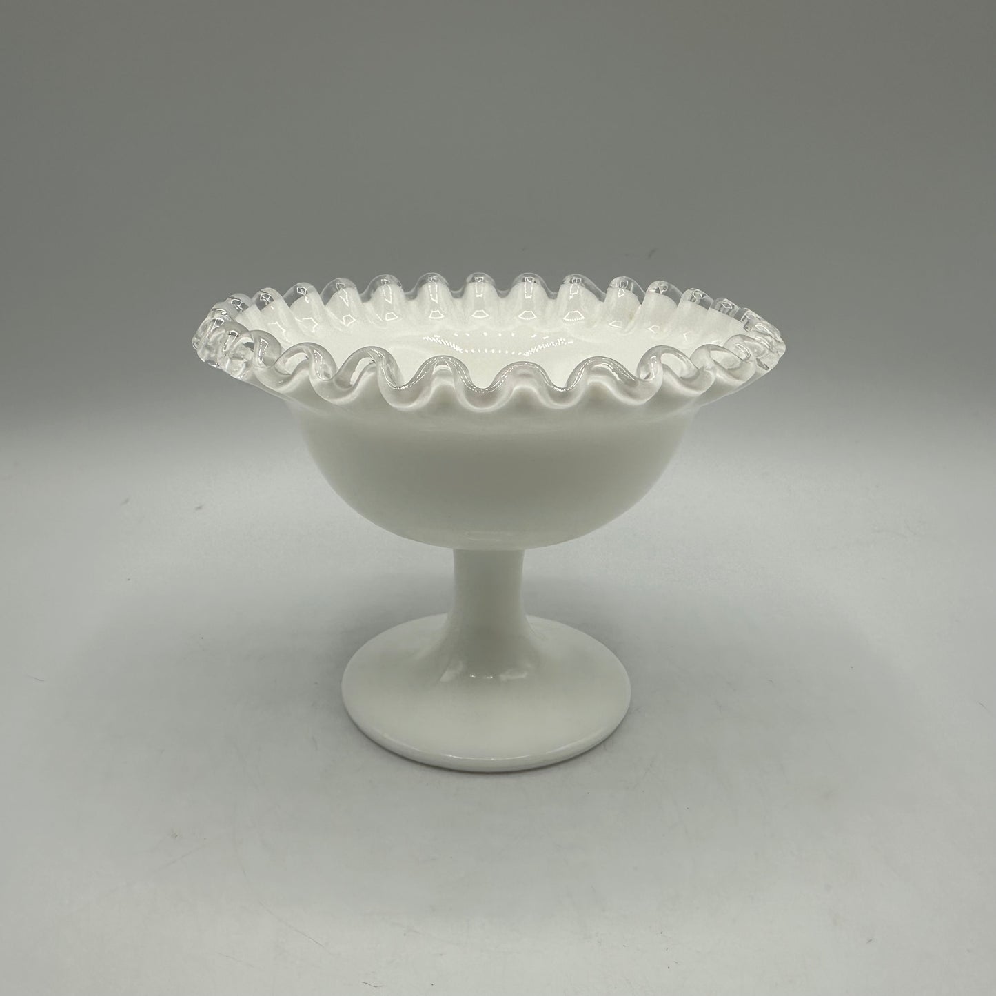 Fenton Silvercrest Pedestal Bowl, Ruffled Edges