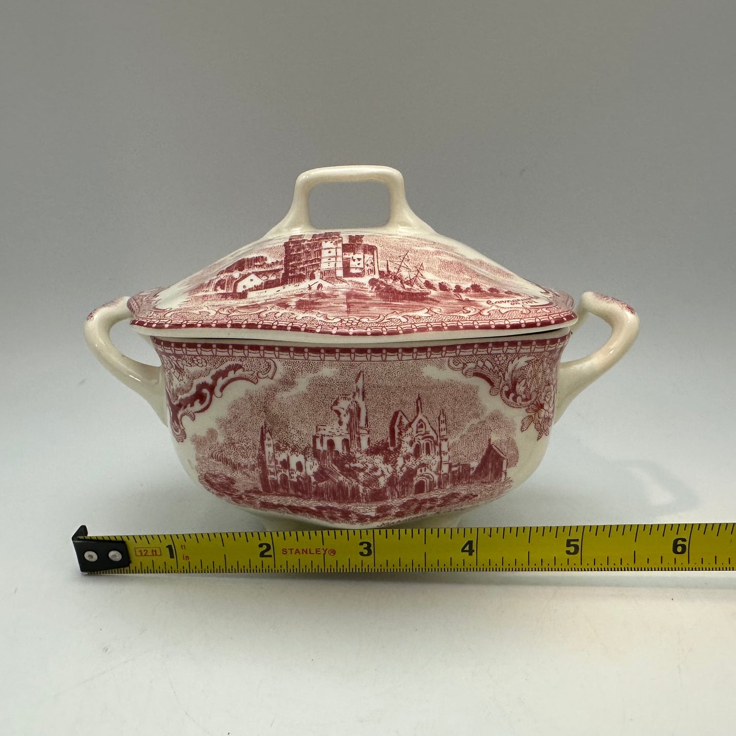 Johnson Bros.  Old British Castles Pink Sugar Bowl & Creamer