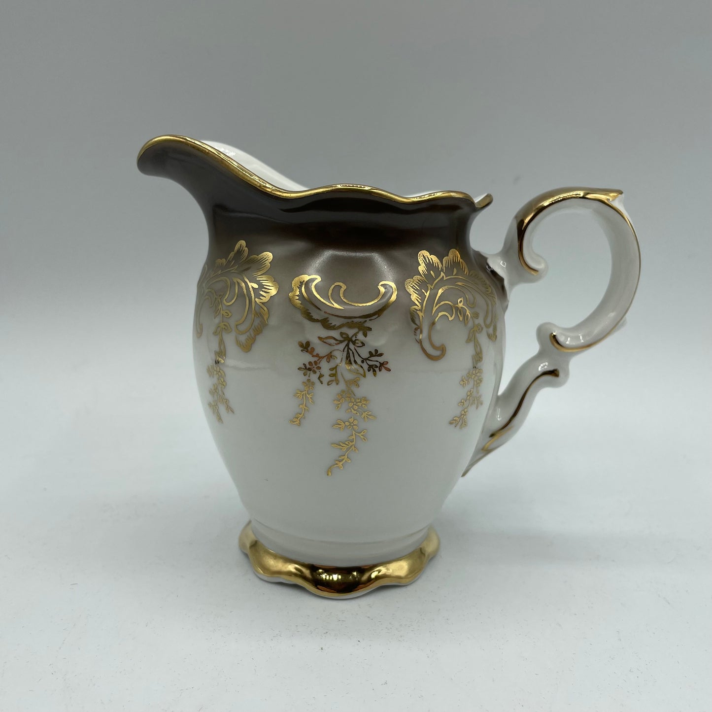 Eberthal Bavaria Sugar Bowl & Creamer, Brown with Gold Accents