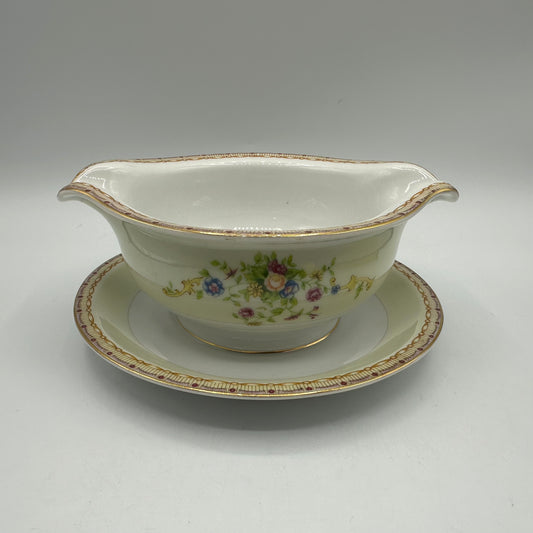 Yamaka China Gravy Boat with Attached Underplate, YAM6 Pattern