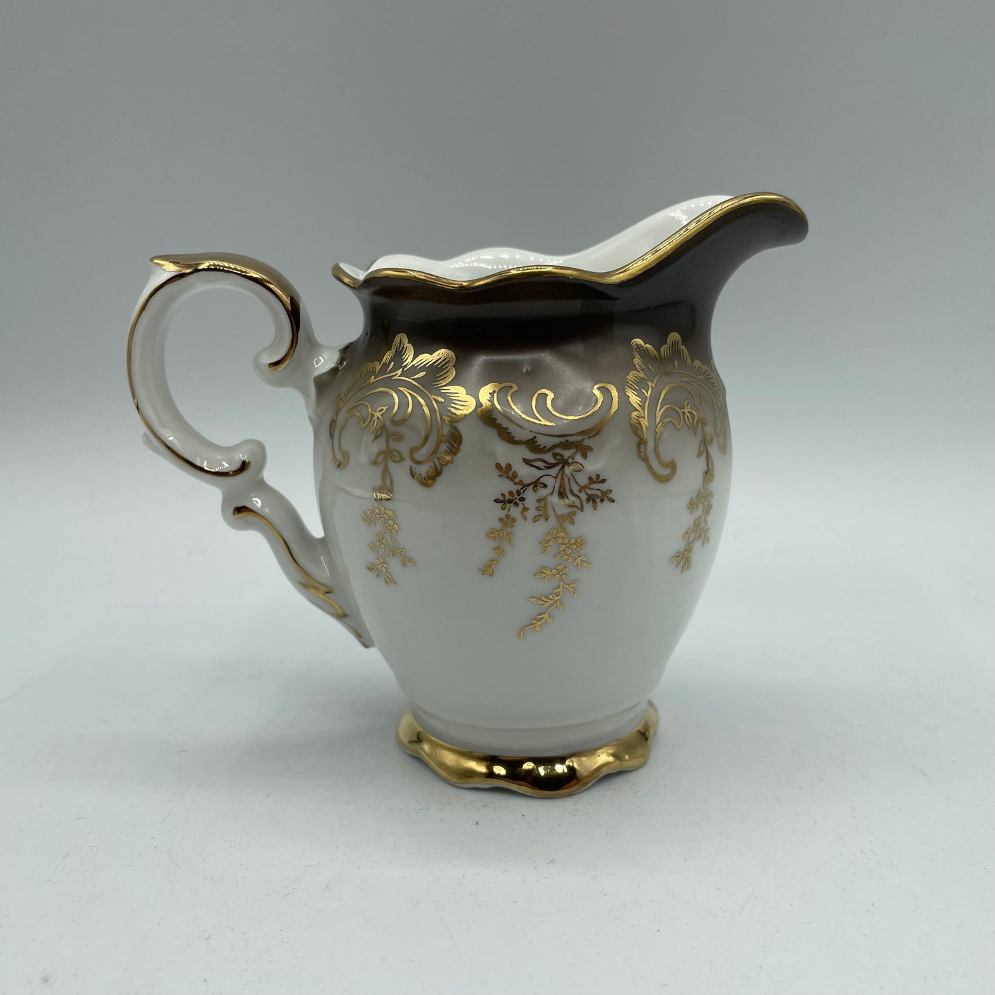 Eberthal Bavaria Sugar Bowl & Creamer, Brown with Gold Accents