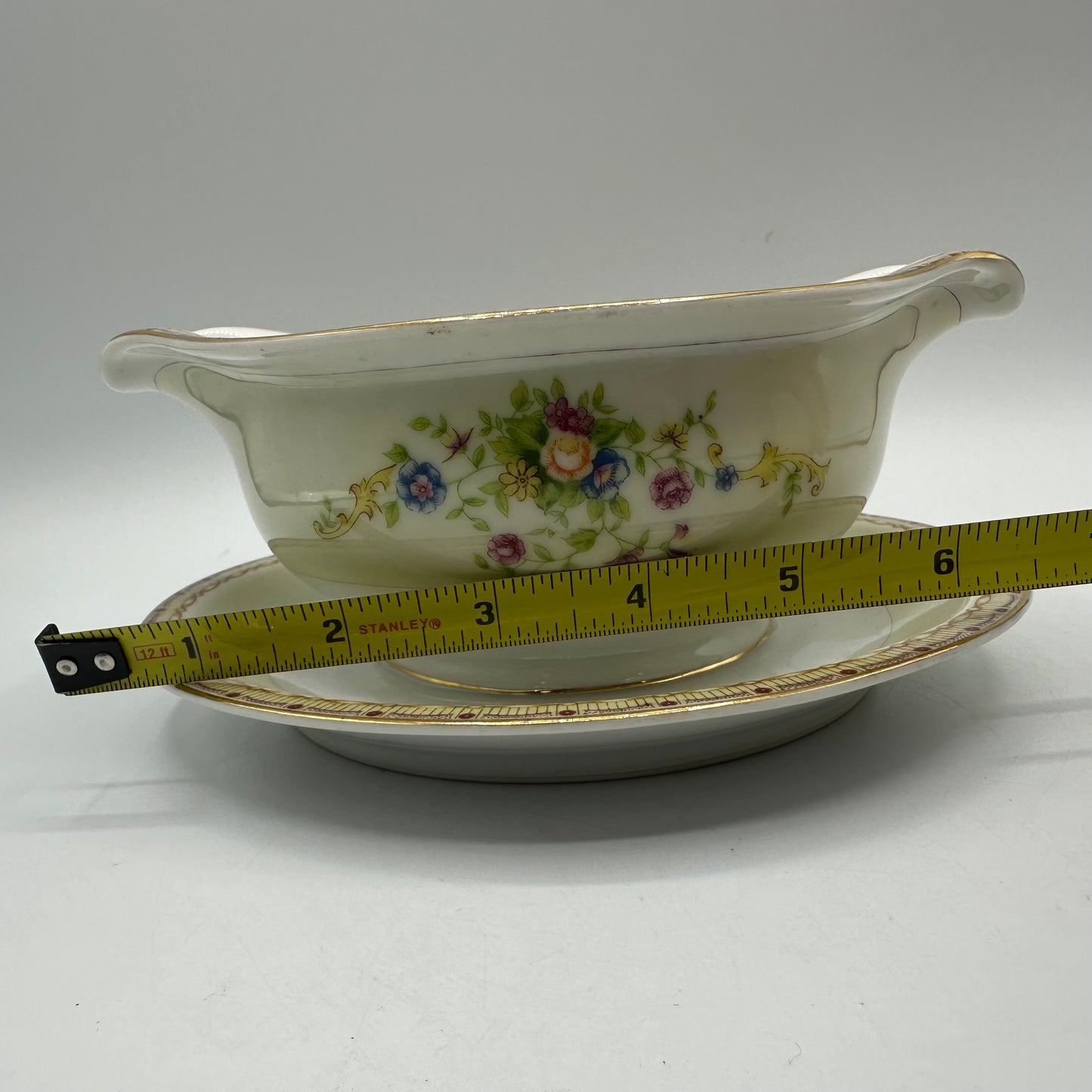 Yamaka China Gravy Boat with Attached Underplate, YAM6 Pattern