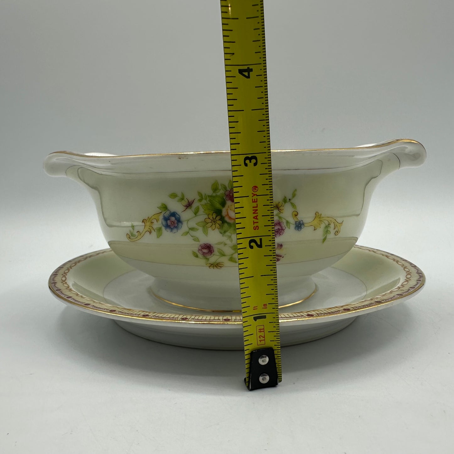 Yamaka China Gravy Boat with Attached Underplate, YAM6 Pattern