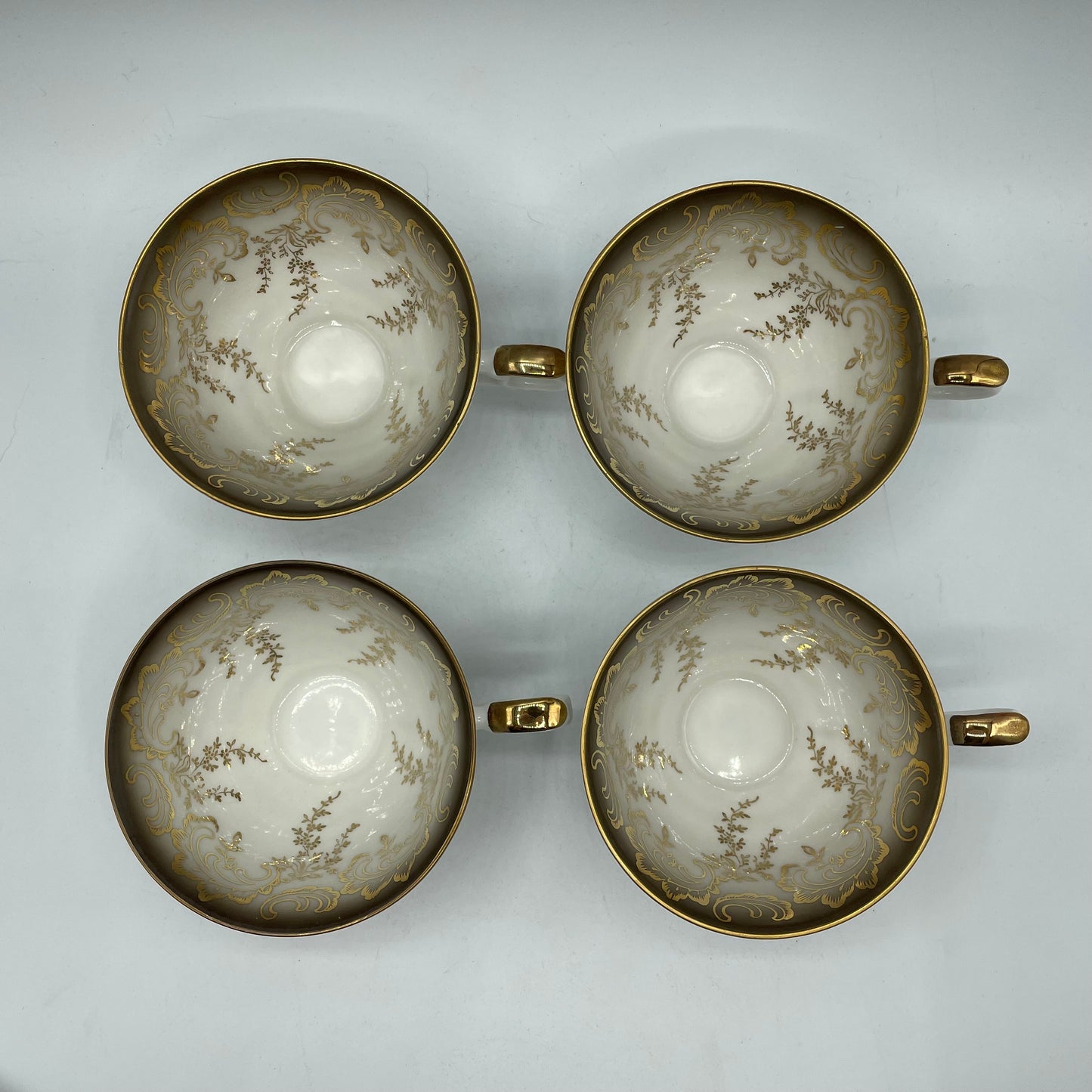 Eberthal Bavaria Cup & Saucer, Brown with Gold Accents, Set of 4