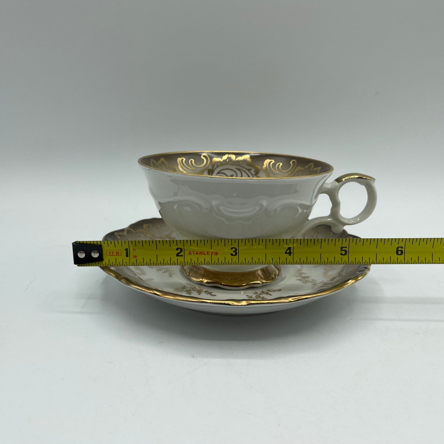 Eberthal Bavaria Cup & Saucer, Brown with Gold Accents, Set of 4