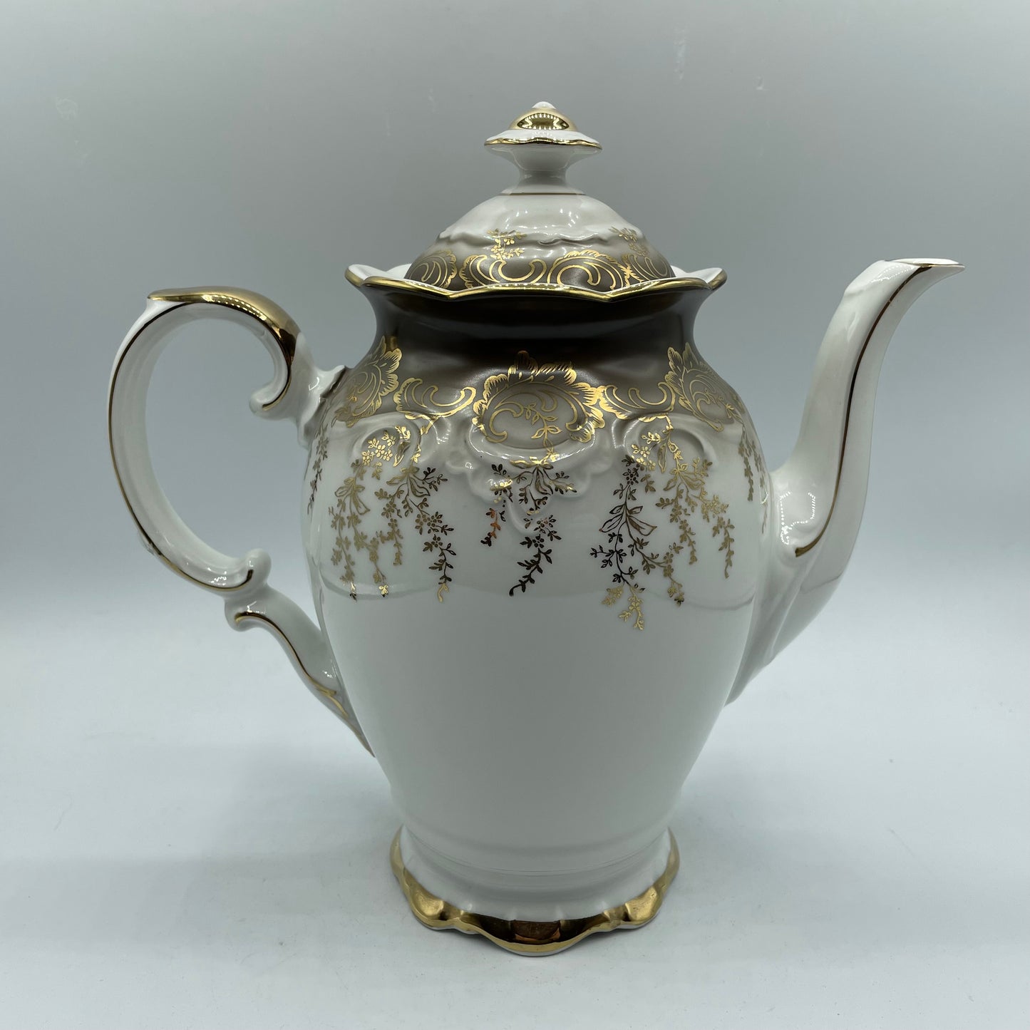 Eberthal Bavaria Coffee Pot,  Brown with Gold Accents