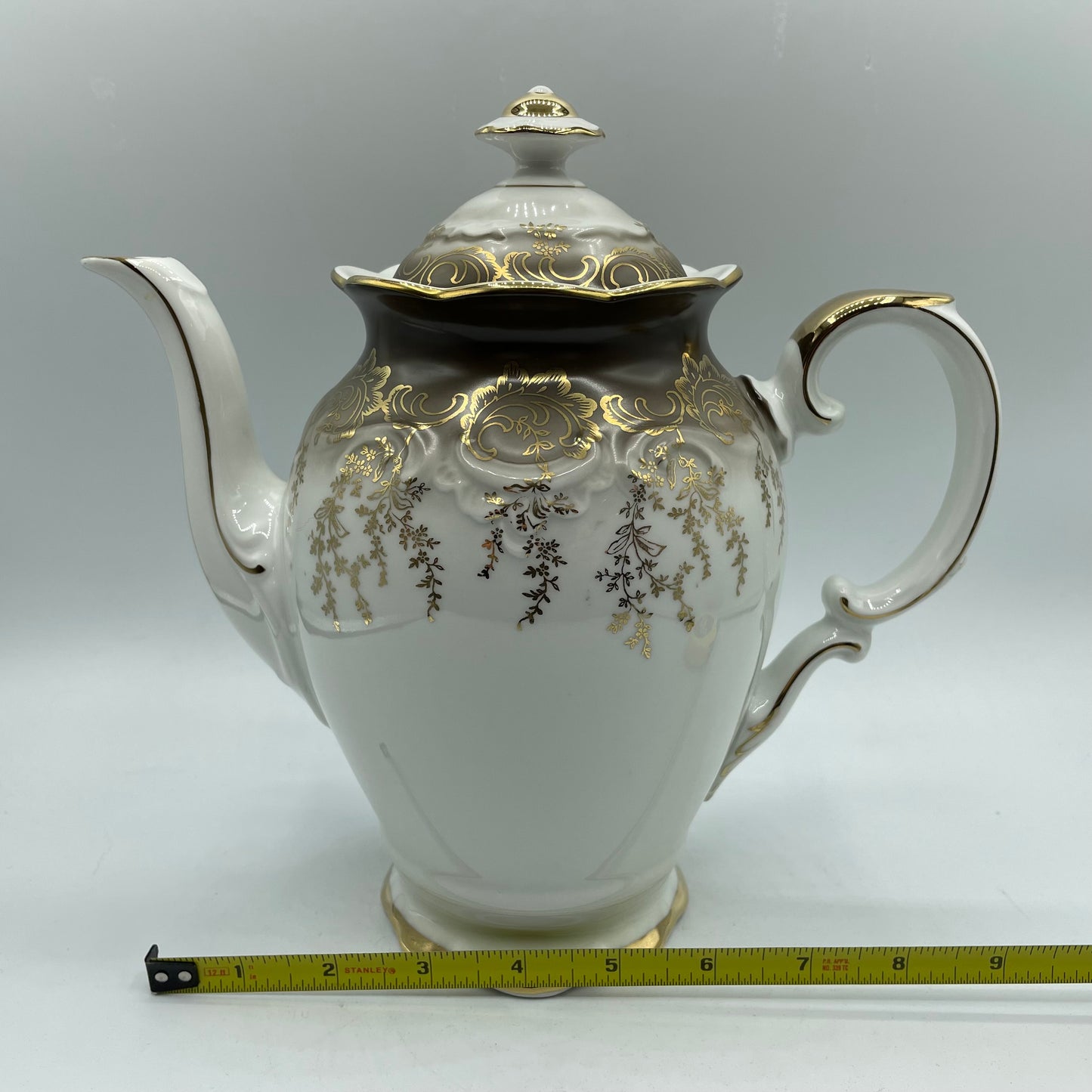 Eberthal Bavaria Coffee Pot,  Brown with Gold Accents