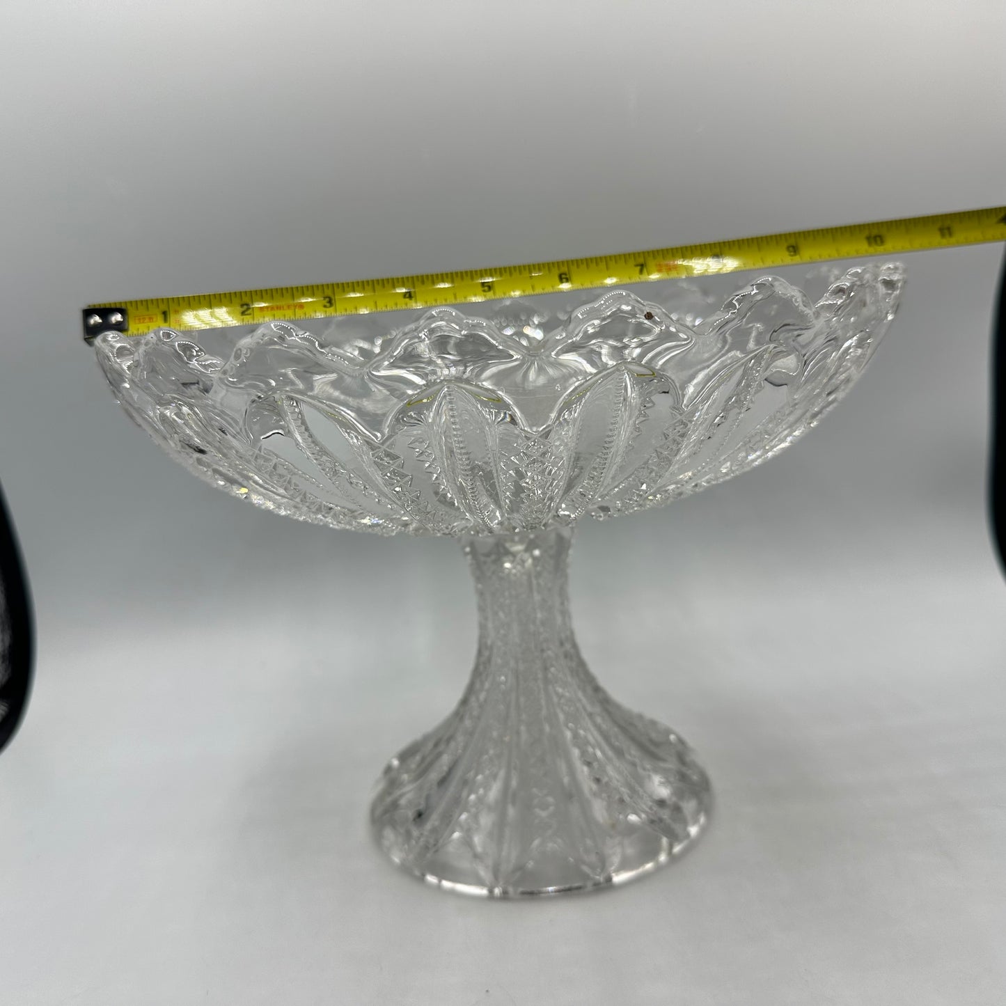 Duncan and Miller Compote with Mardi Gras Pattern and Sawtooth Edge