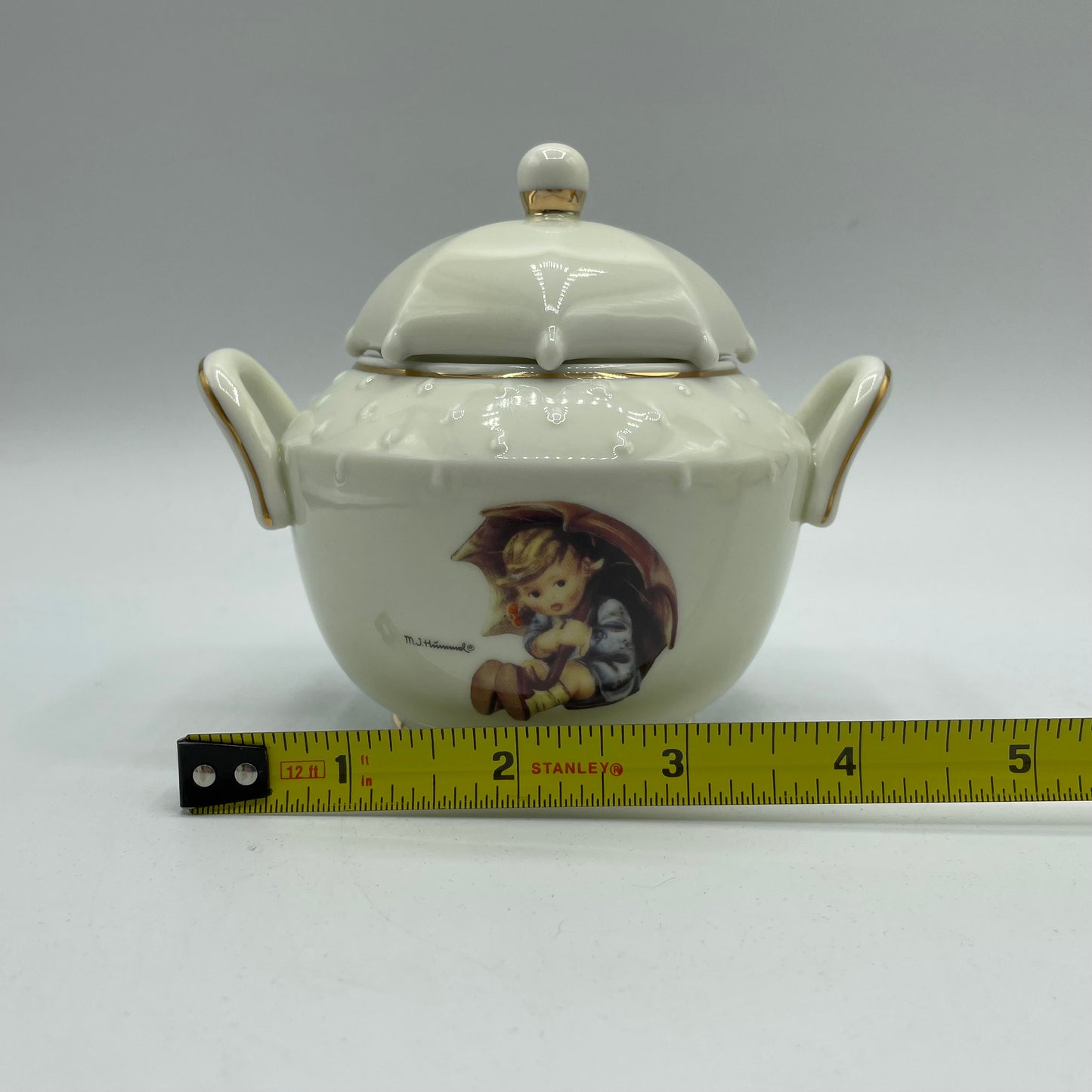 M.J. Hummel "Stormy Weather" Teapot, Creamer and Sugar Bowl Set Danbury Mint