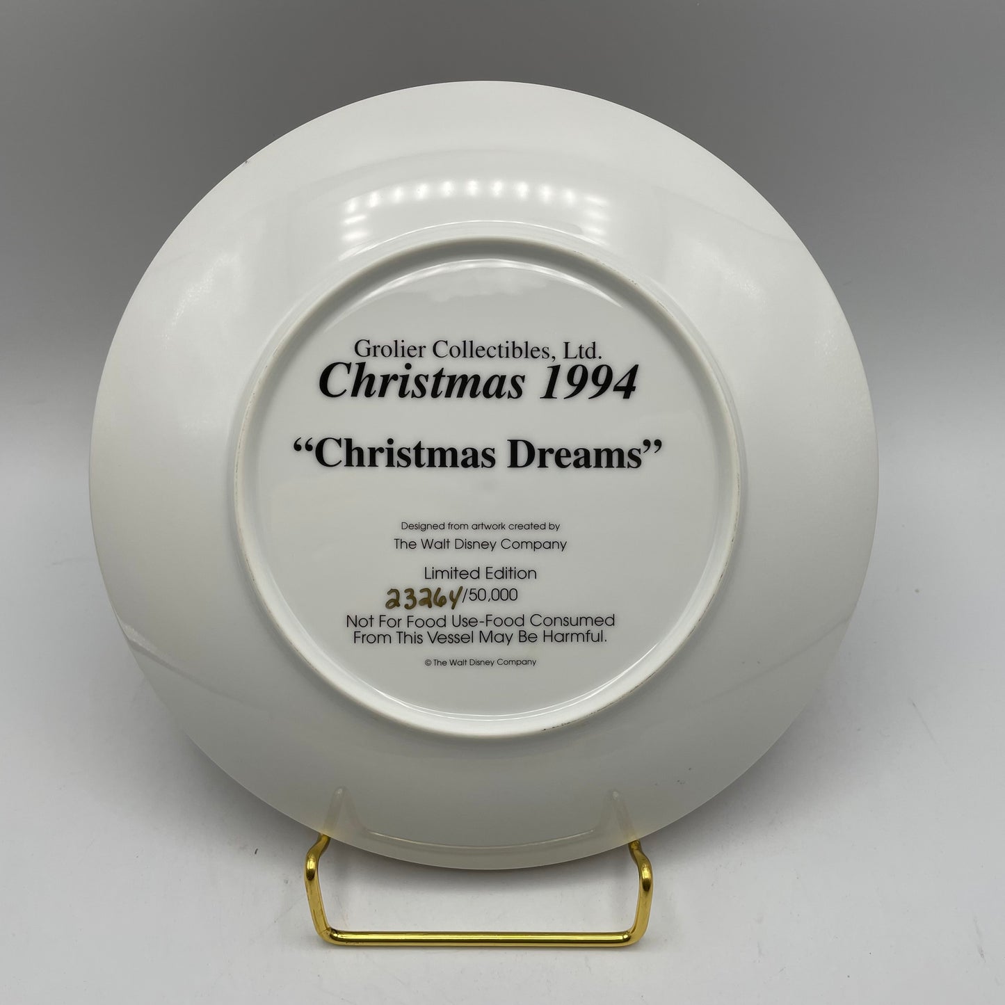 Grolier Christmas Collectors Plate, 1994 "Christmas Dreams"