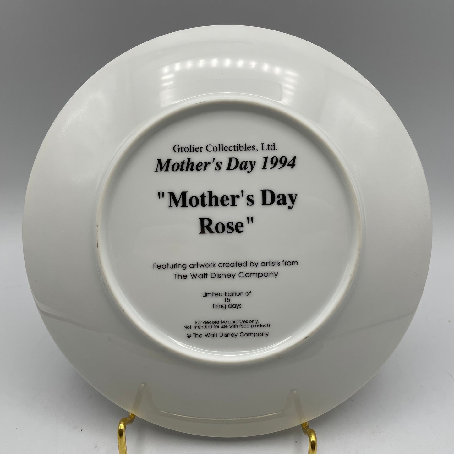 Grolier Mothers Day Collectors Plate, 1994, "Mother's Day Rose"