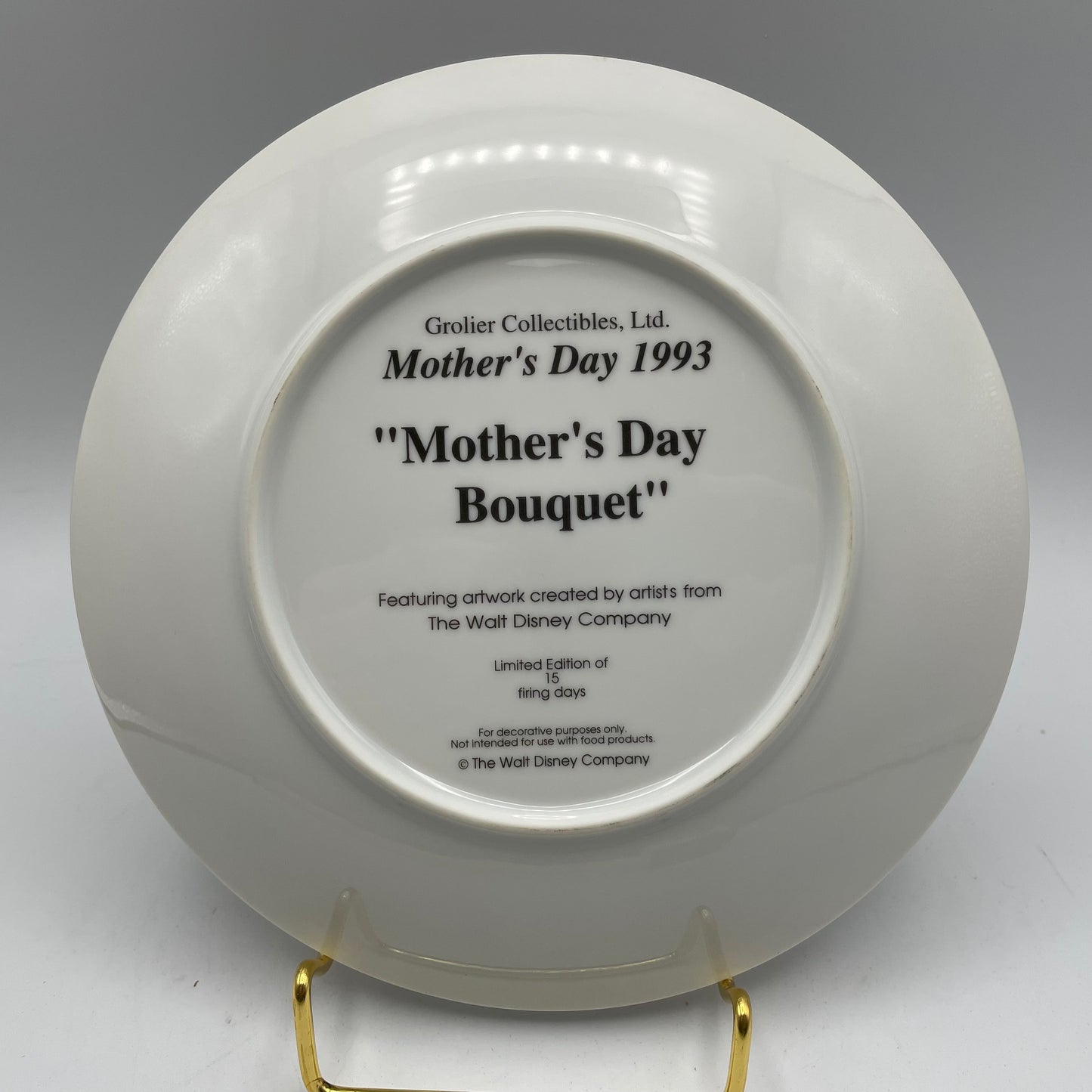 Grolier Mothers Day Collectors Plate, 1993, "Mother's Day Bouquet"