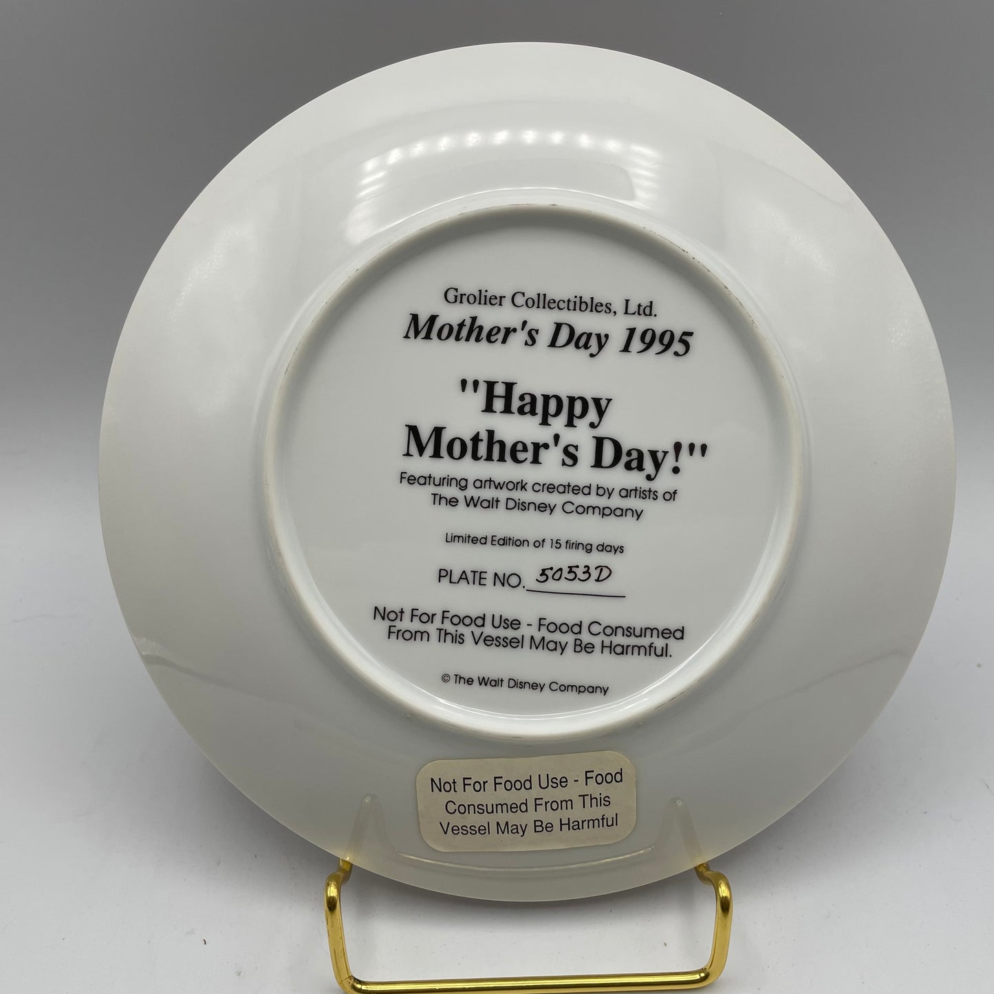 Grolier Mothers Day Collectors Plate, 1995, "Happy Mother's Day"