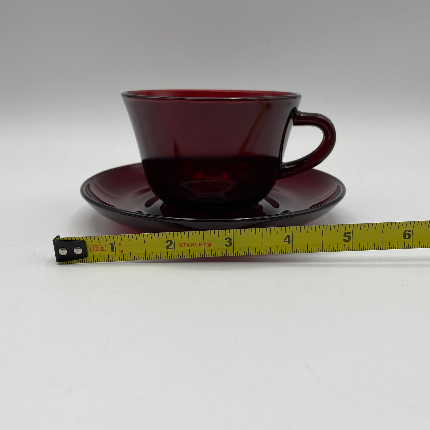 Royal Ruby Red Cups and Saucers Anchor Hocking, Set of 2