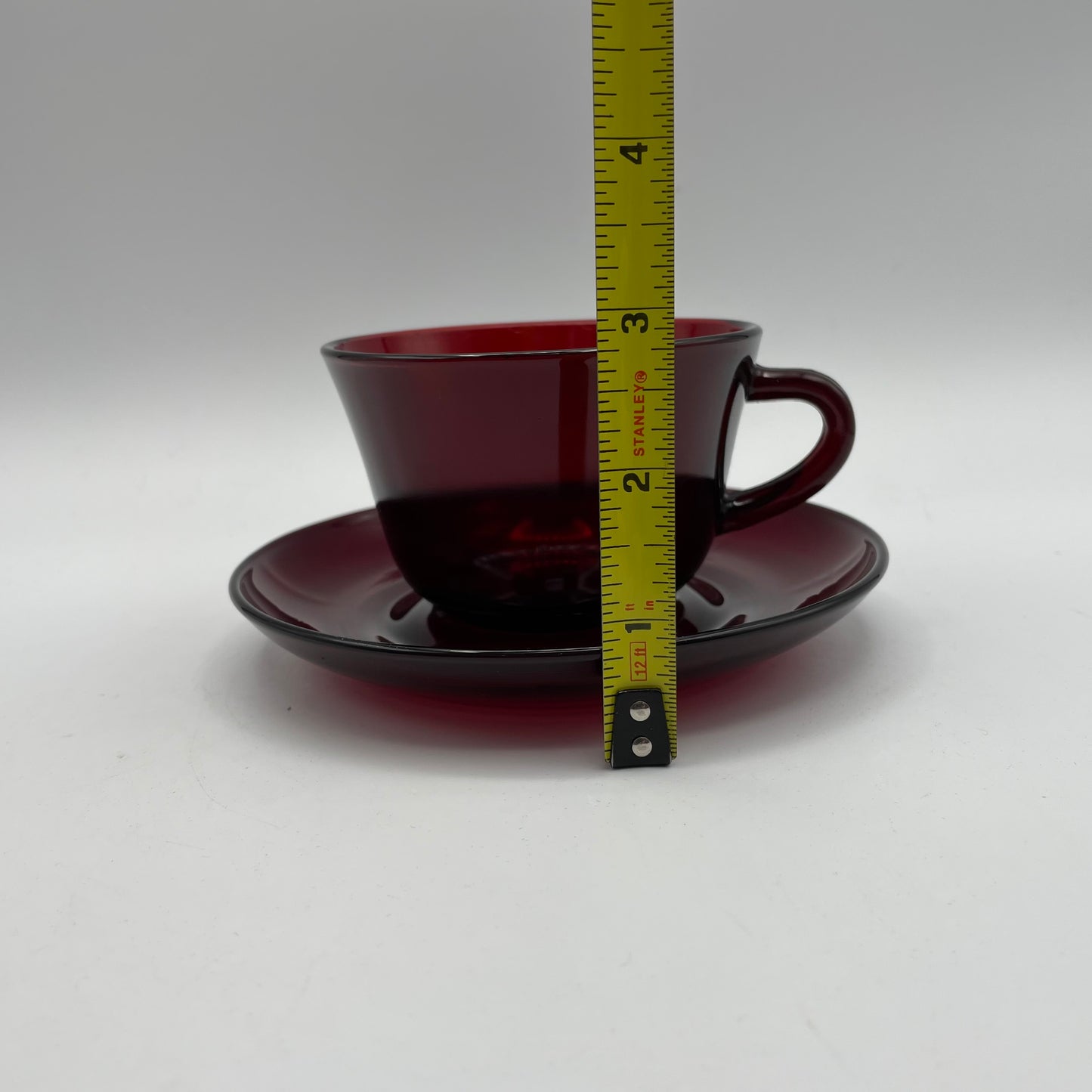 Royal Ruby Red Cups and Saucers Anchor Hocking, Set of 2