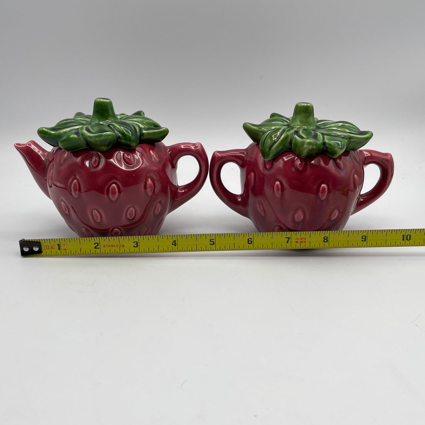 California Pottery Cemar Strawberry Sugar Bowl and Creamer Set