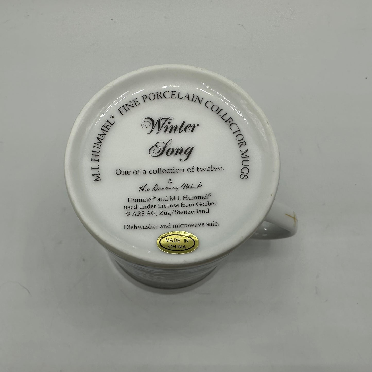 M.I. Hummel Porcelain Collector Mug "December-Winter Song" Danbury Mint