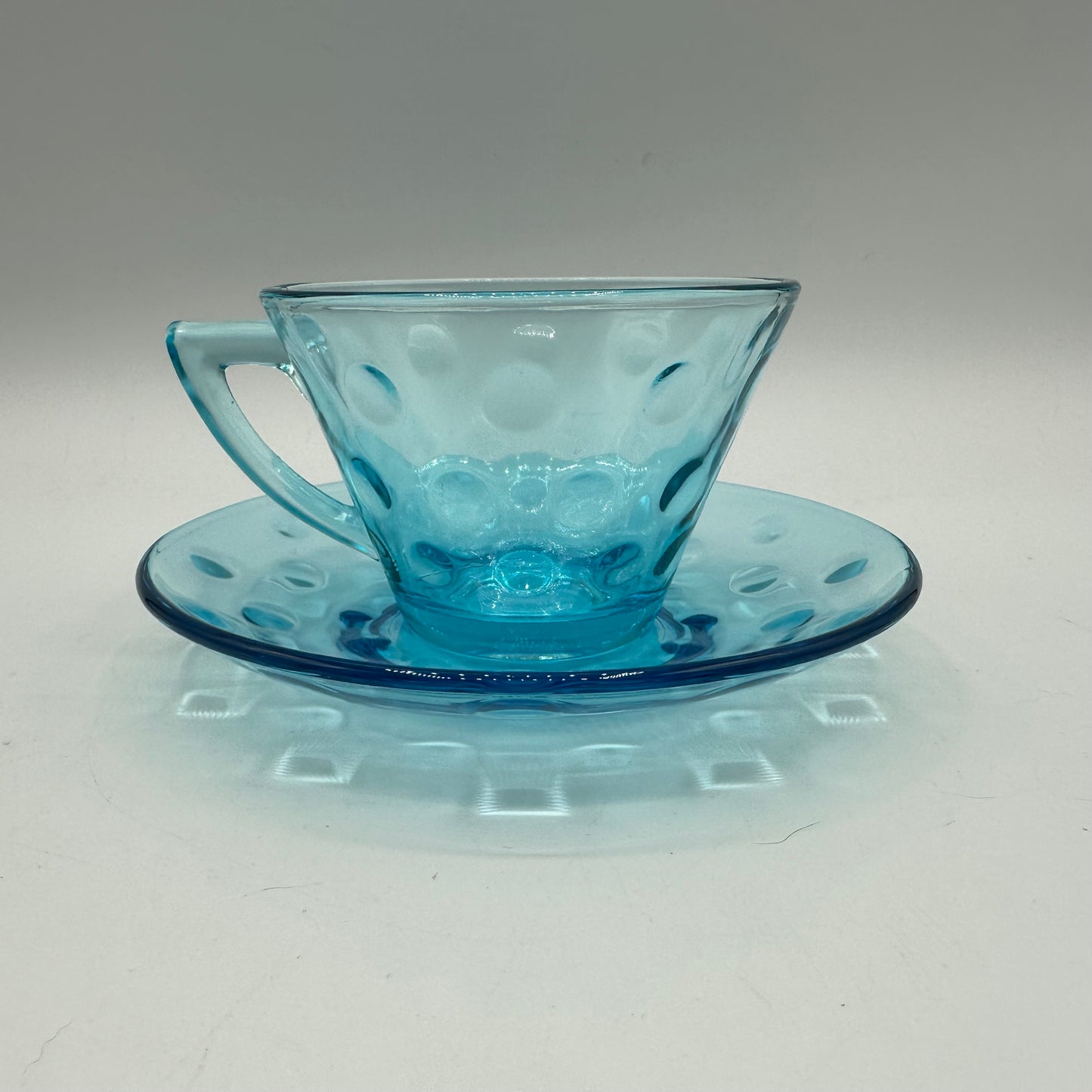 Hazel Atlas Turquoise Blue Capri Dot Cup & Saucer