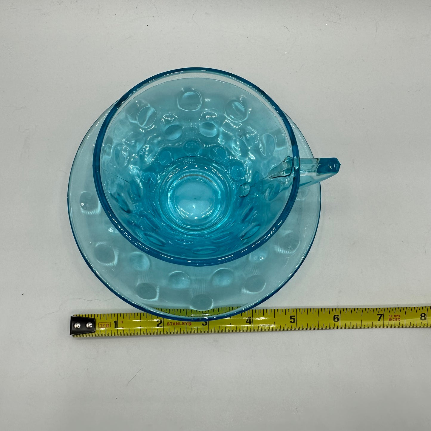Hazel Atlas Turquoise Blue Capri Dot Cup & Saucer