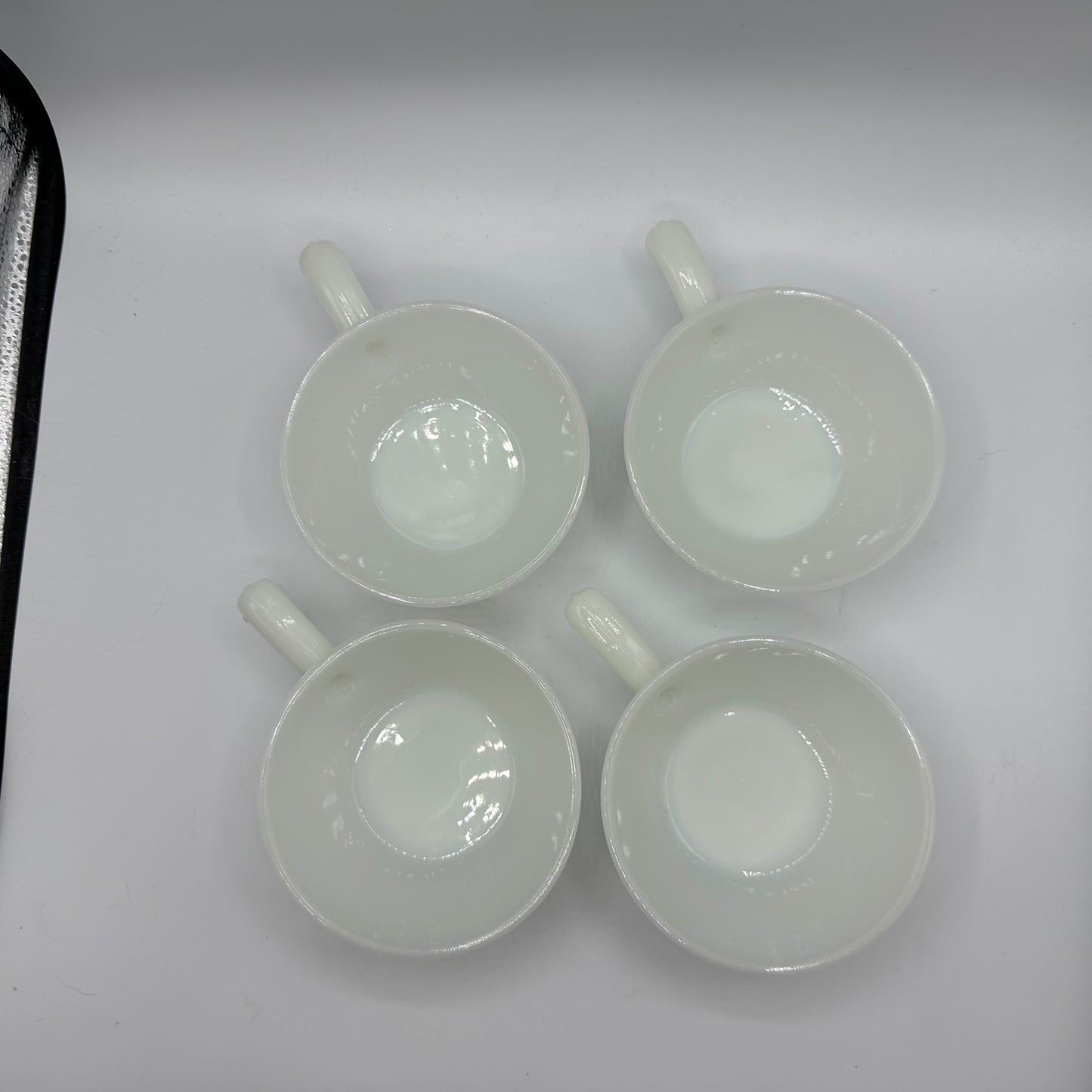 Anchor Hocking Handled Soup Bowl White Milk Glass, Set of 4