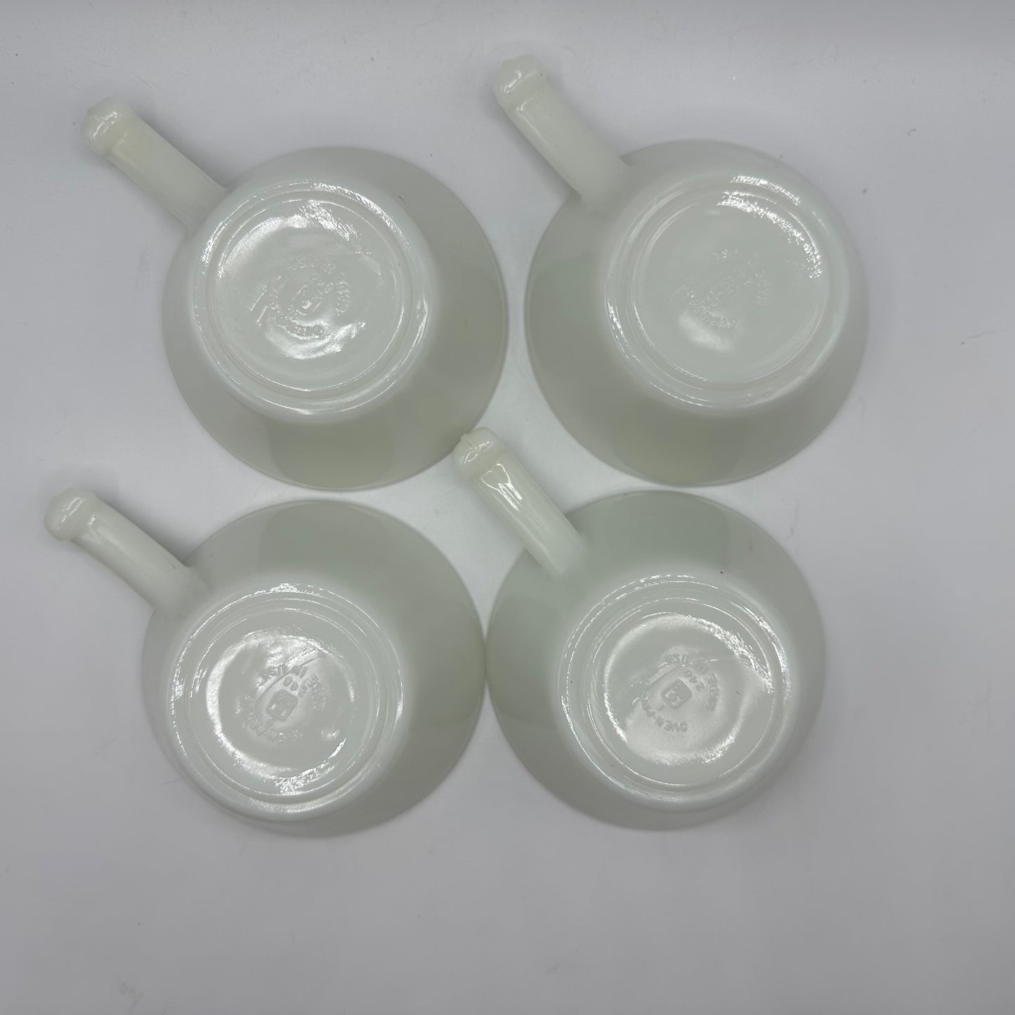 Anchor Hocking Handled Soup Bowl White Milk Glass, Set of 4