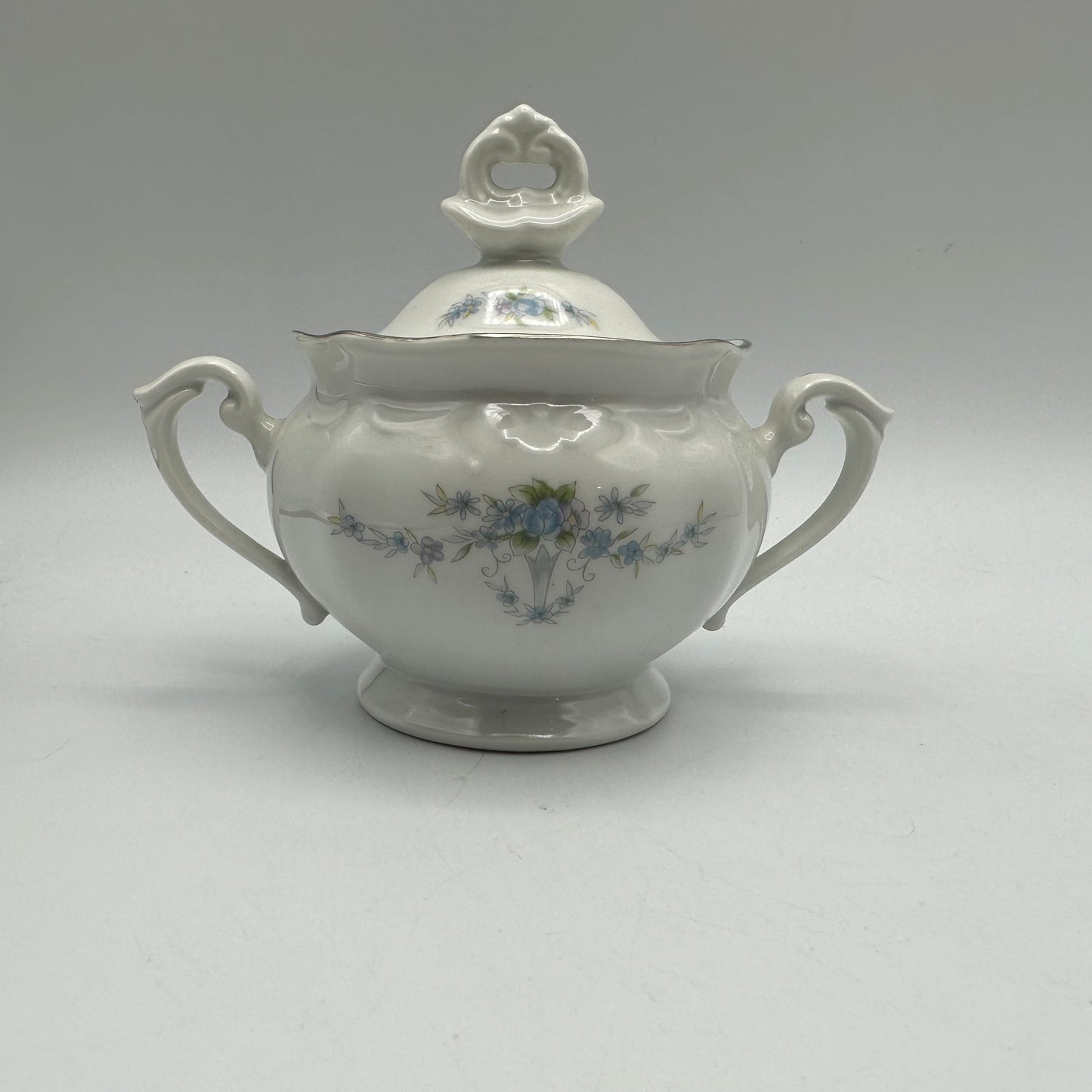 Chodziez Sugar Bowl & Creamer Blue Floral Swag