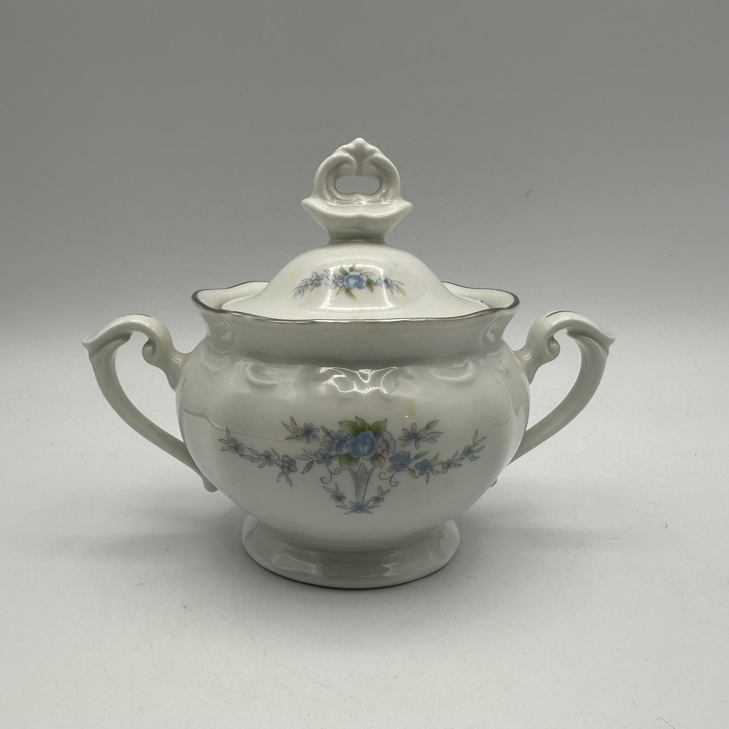 Chodziez Sugar Bowl & Creamer Blue Floral Swag