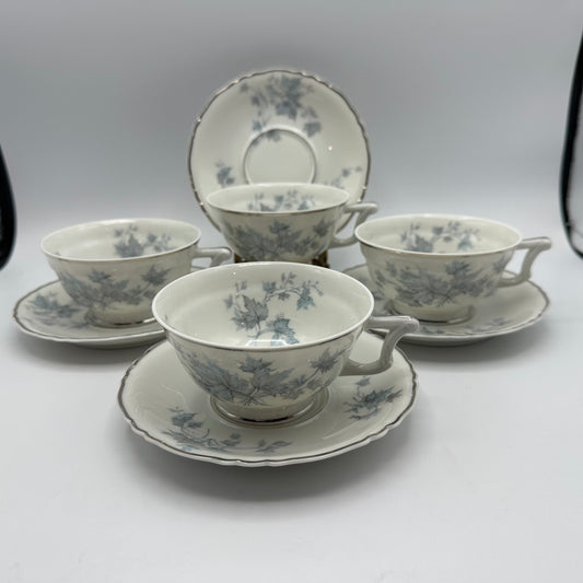 Haviland Mistral Cup & Saucer Set, Set of 4