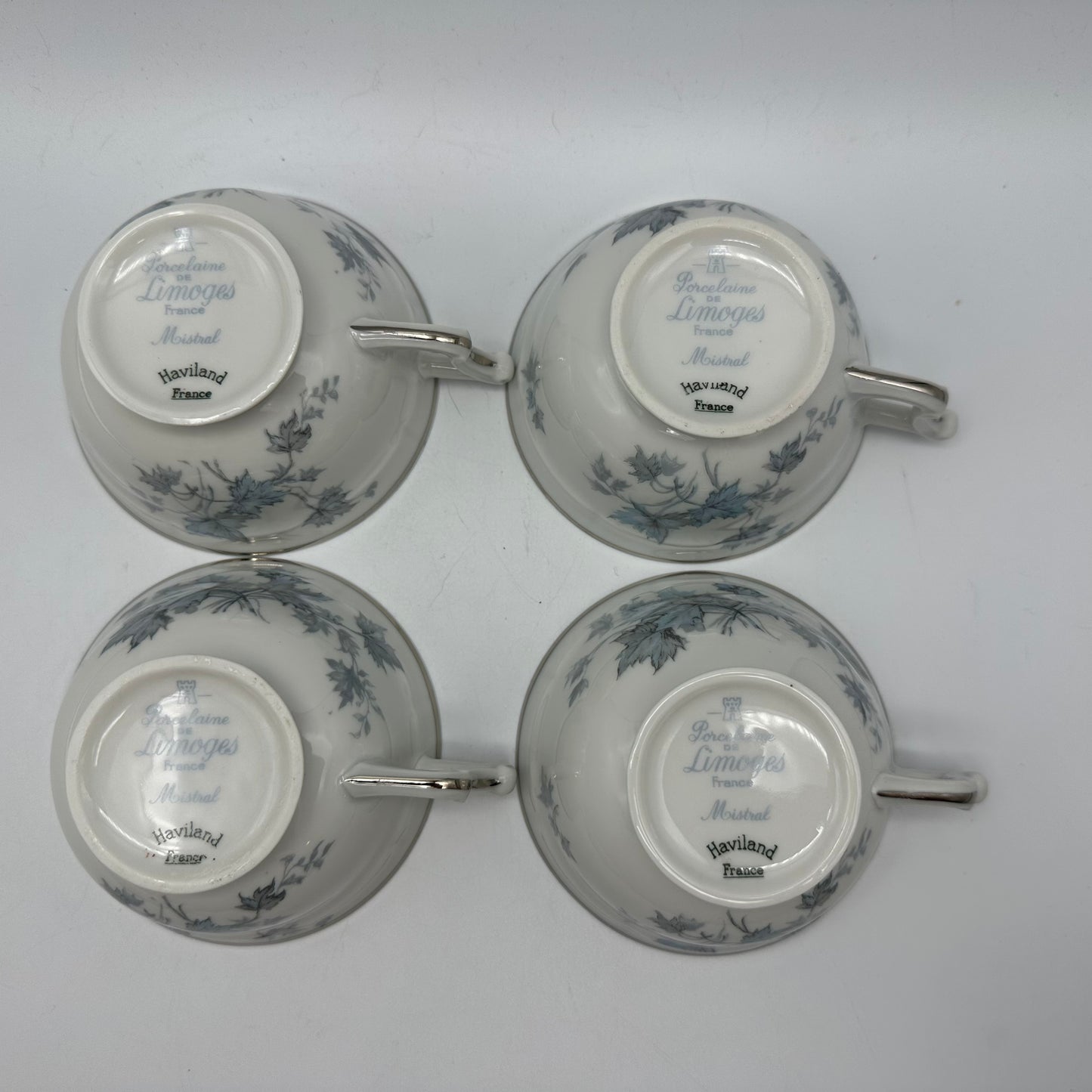 Haviland Mistral Cup & Saucer Set, Set of 4