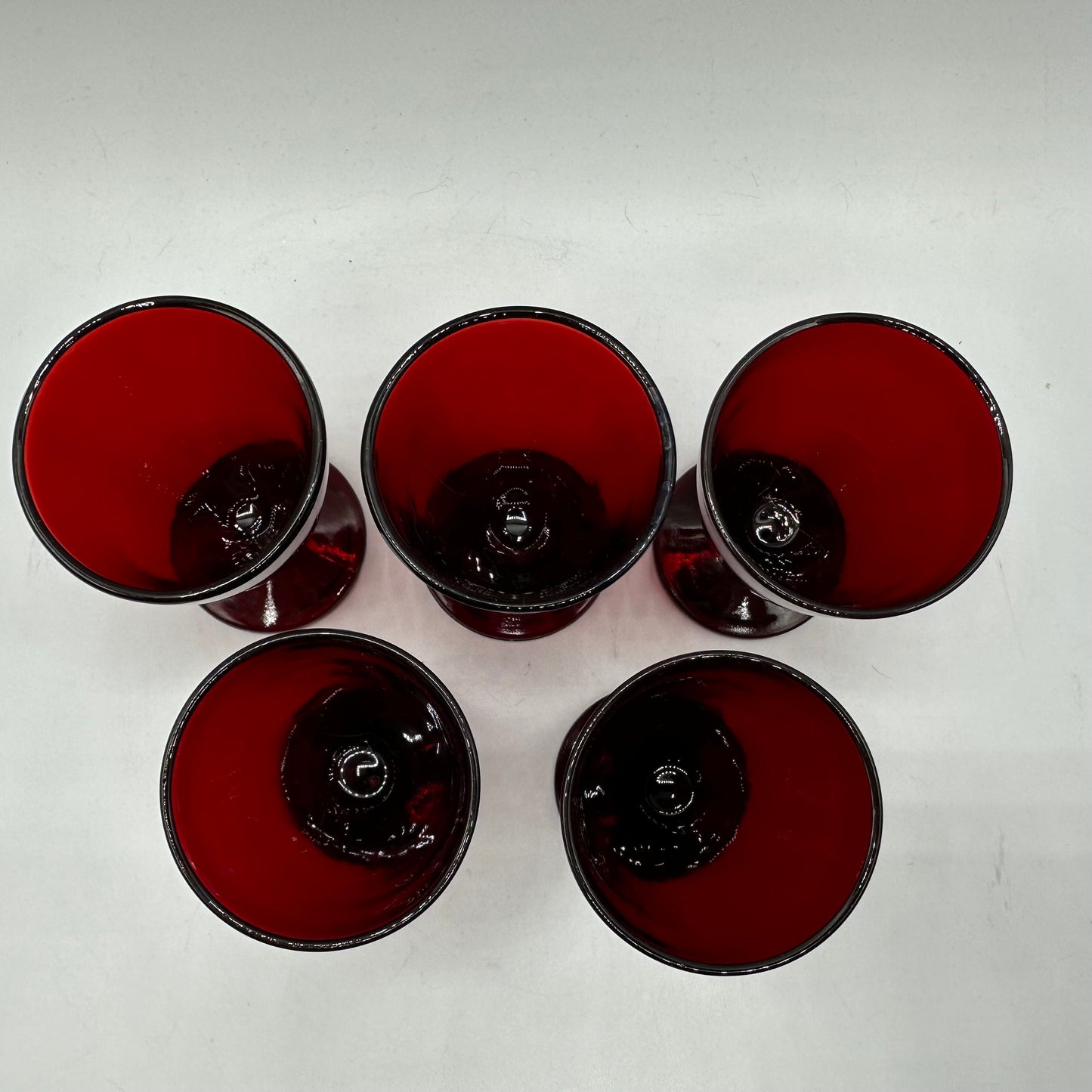 Anchor Hocking Ruby Red Footed Cordial Glasses, Set of 5