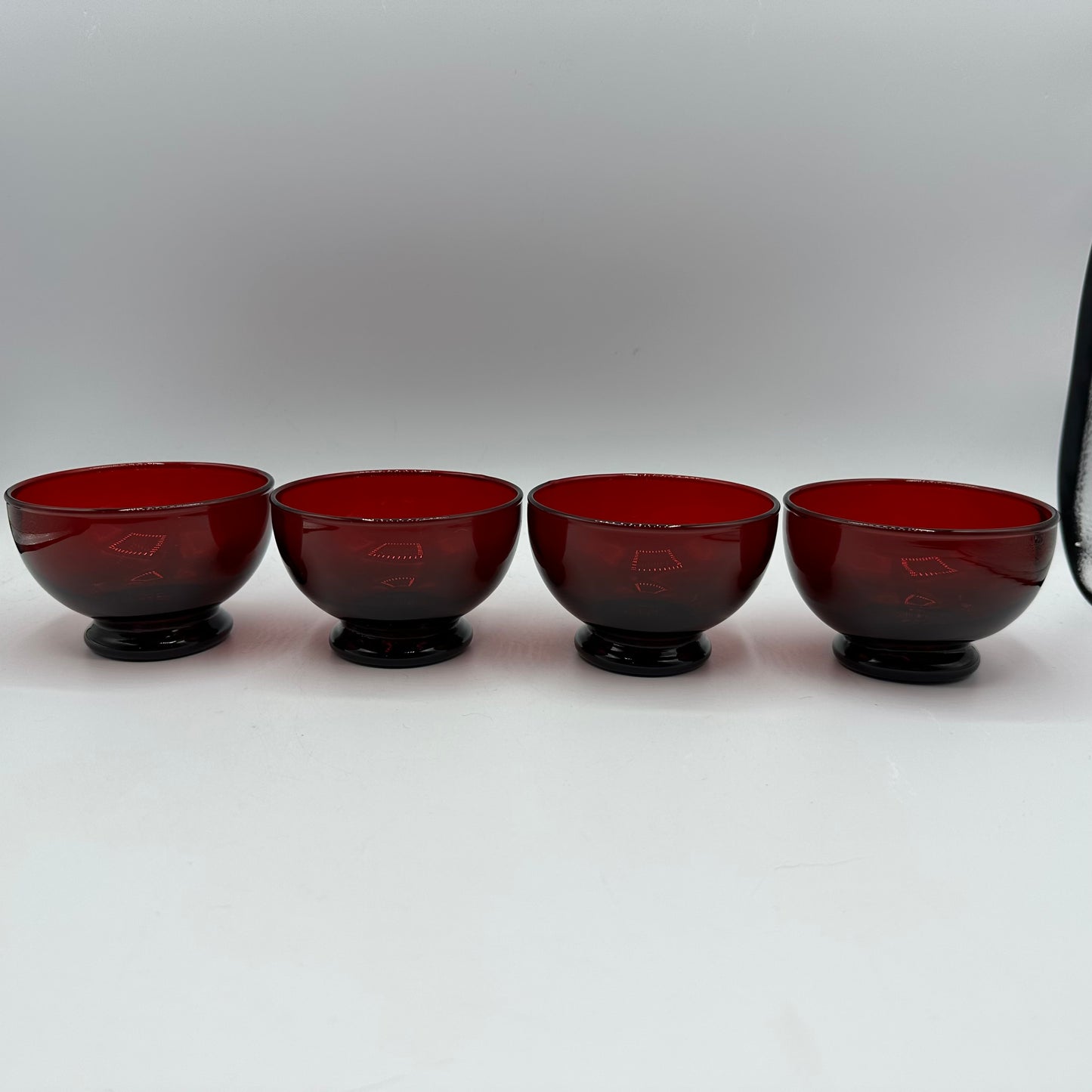 Royal Ruby Sherbert Bowl Low Footed Anchor Hocking, Set of 4