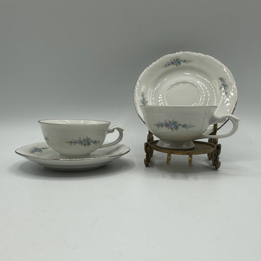 Chodziez Cup & Saucer Blue Floral Swag, Set of 2
