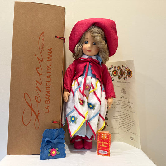 Lenci "Diana" Felt 19" Doll, 1998, Side Eyes Box and COA