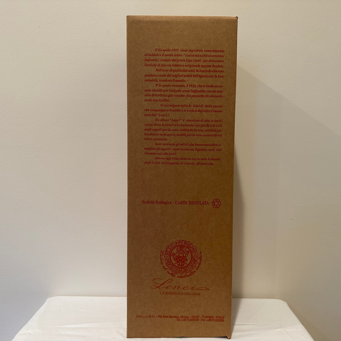Lenci "Diana" Felt 19" Doll, 1998, Side Eyes Box and COA