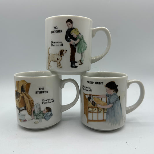 Norman Rockwell Mugs - Sleep Tight, The Student, Big Brother