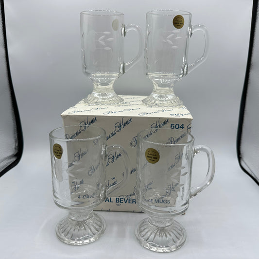 Princess House Footed Crystal Mugs #504, Set of 4