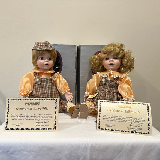 Seymour Mann's Porcelain Bisque Doll Twin Set  "Brett and Betty"
