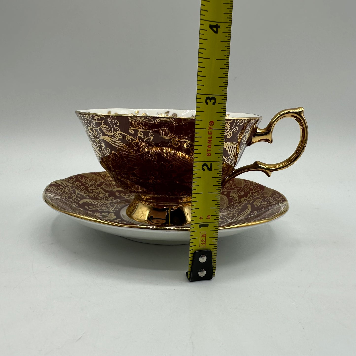 Elizabethan Cup and Saucer Sovereign Pattern-Maroon