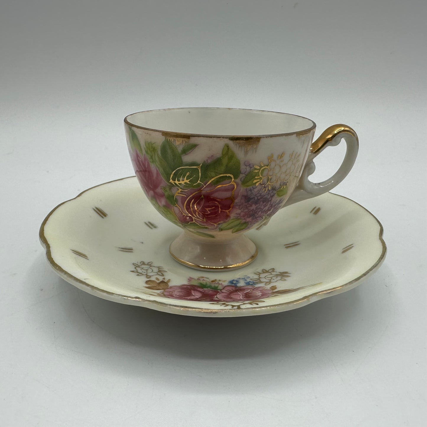 Hand Painted Betson Mini Cup and Saucer Floral Pattern