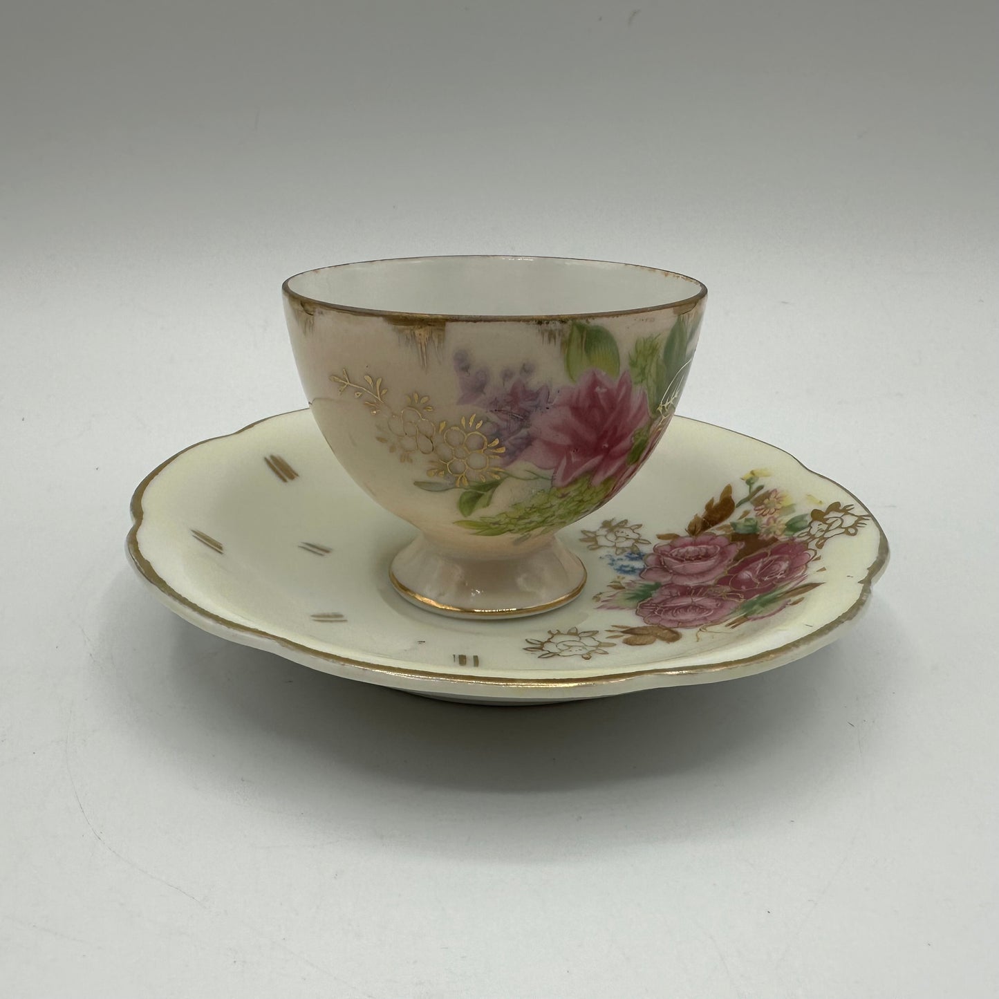 Hand Painted Betson Mini Cup and Saucer Floral Pattern