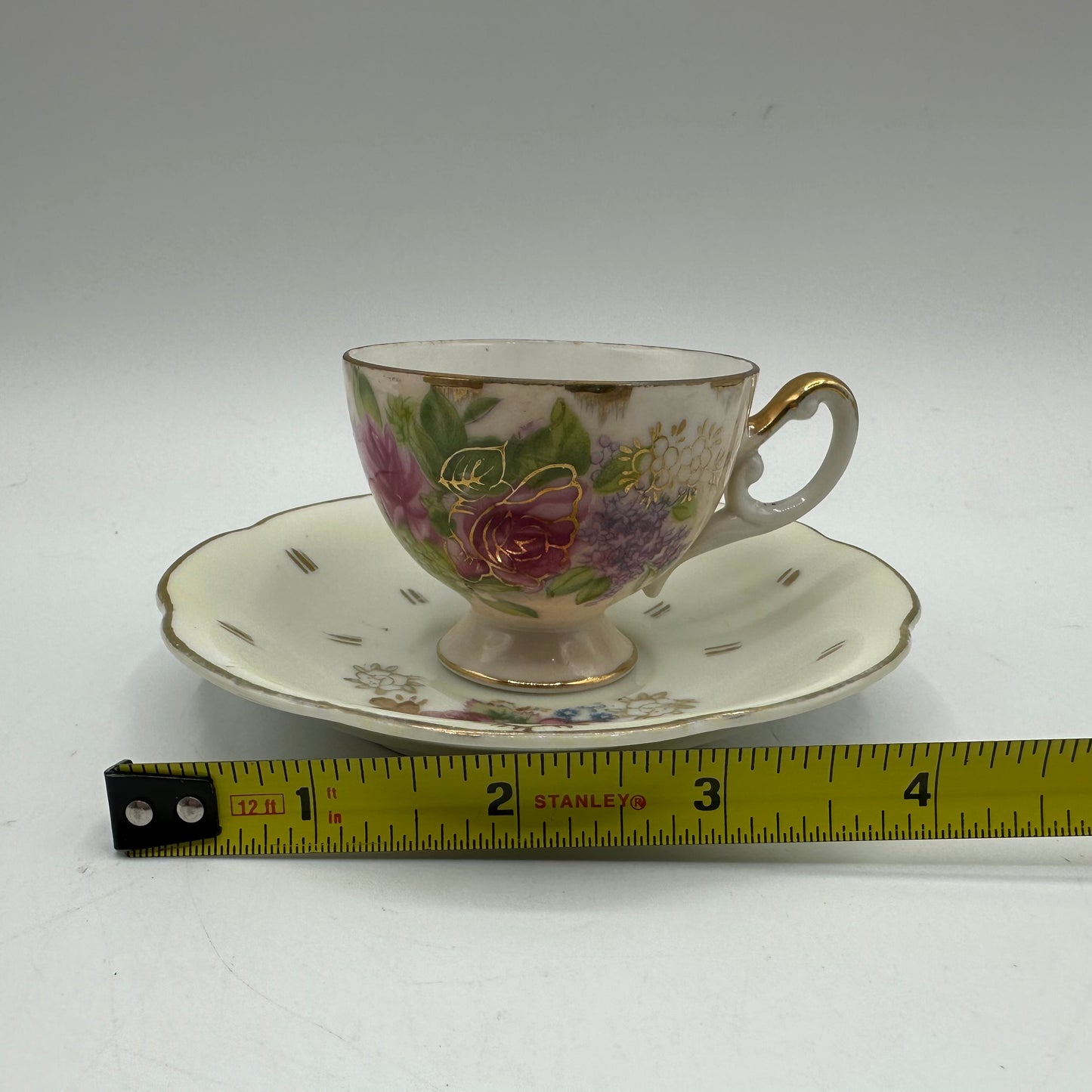 Hand Painted Betson Mini Cup and Saucer Floral Pattern