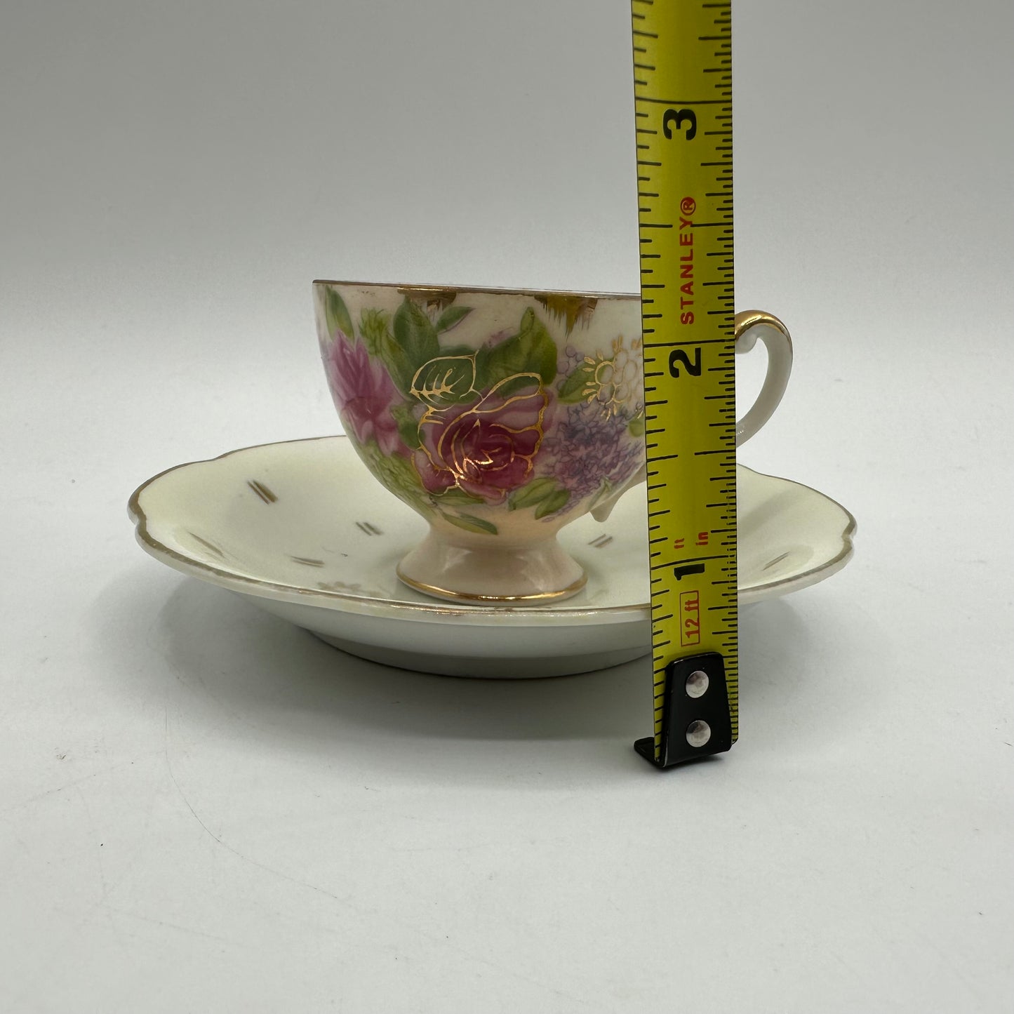 Hand Painted Betson Mini Cup and Saucer Floral Pattern