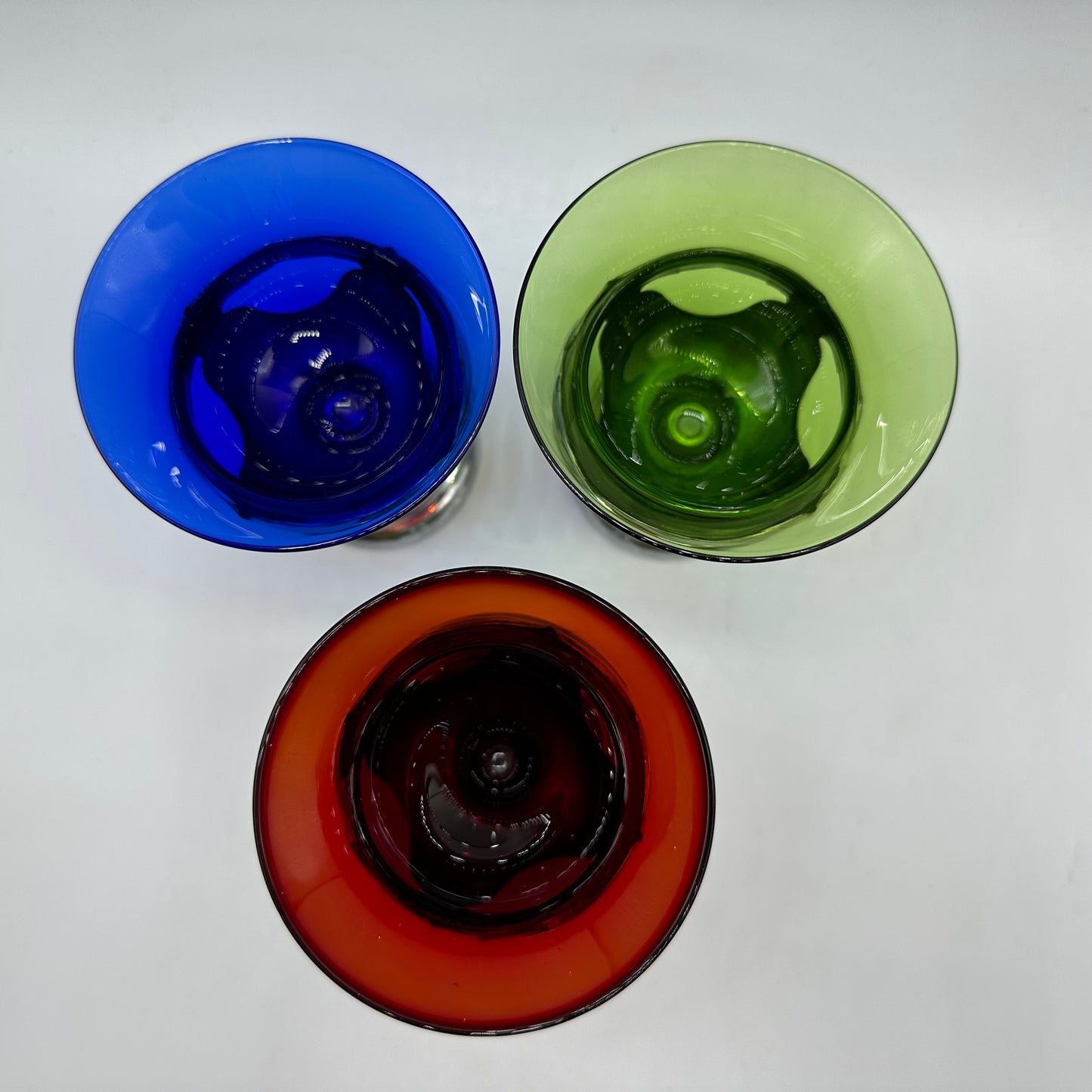 Farber Bros Krome Kraft Sherry Glasses With Colored Glass Bowls, Set of 3