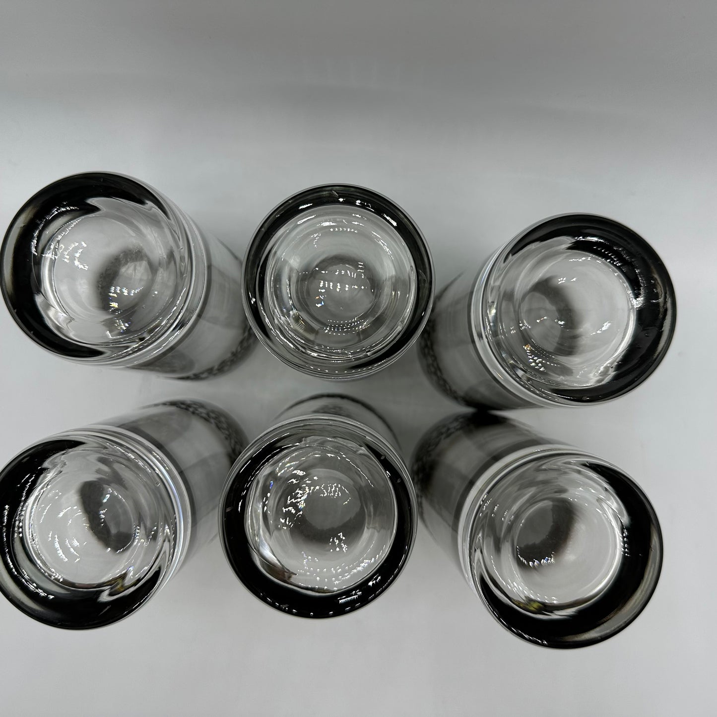 Dorothy Thorpe Style Highball Glasses Silver Fade with Raised Design, Set of 6