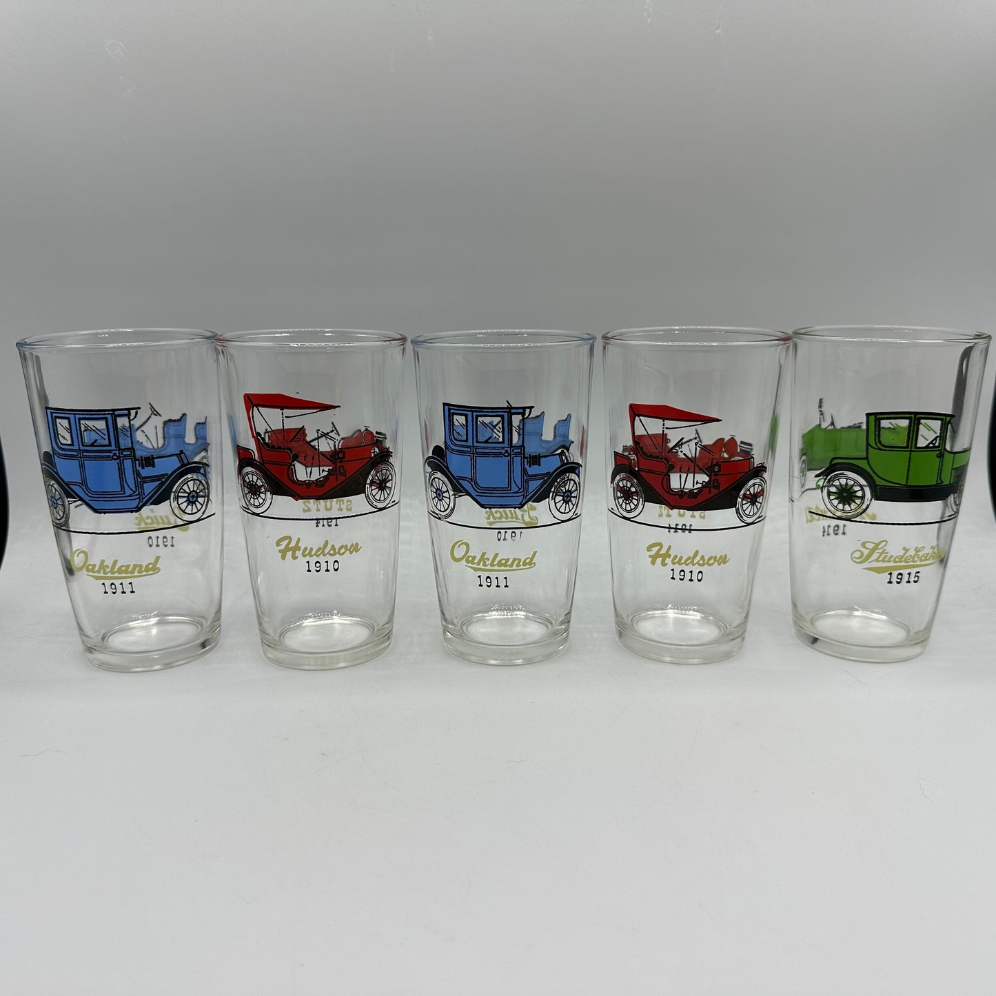 Hazel Atlas Antique Car Tumblers, Set of 5