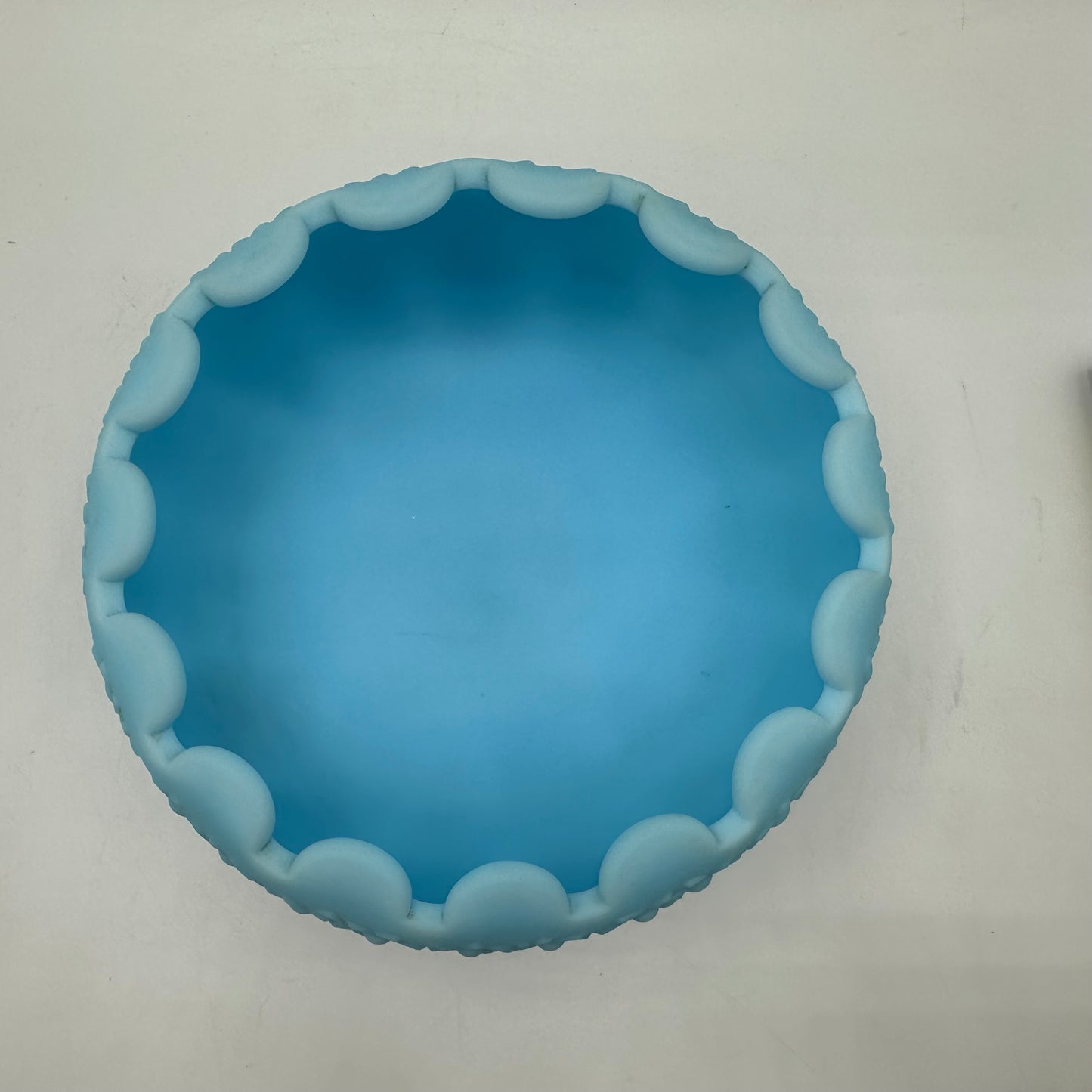 Fenton Tri Footed Blue Satin Orange Tree Rose Bowl