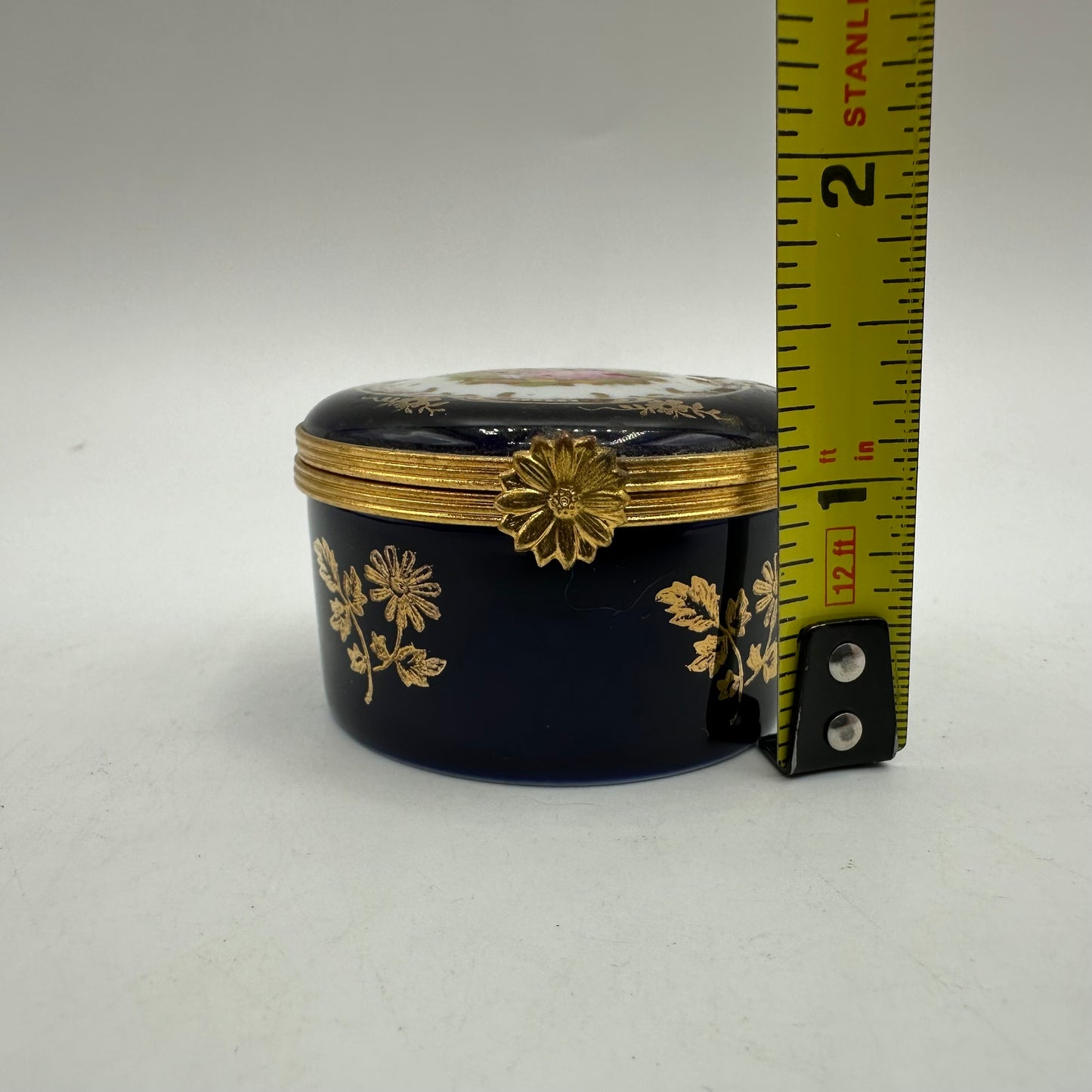 Limoges Castel France 22k Gold Trinket Box, Courting Scene