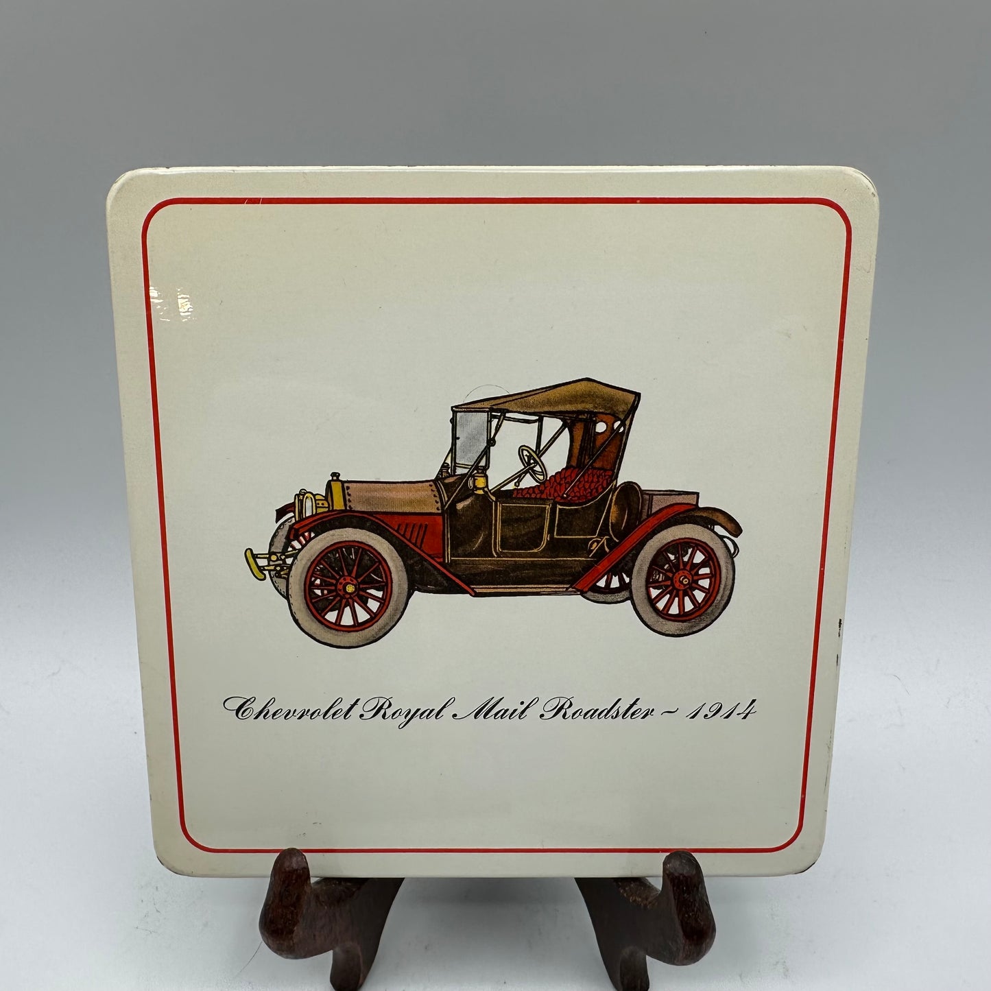 Pro-Tex Metal Hot Pad Wall Plaques Antique 1914 Chevy & 1905 Cadillac, Set of 4
