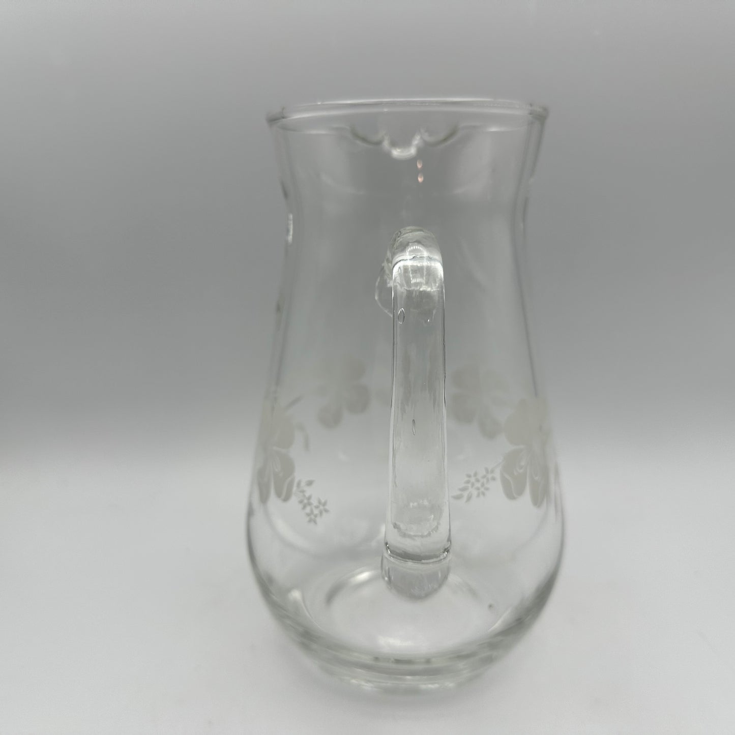 Pasabahce Crystal Pitcher, Clear with Etched Floral Design